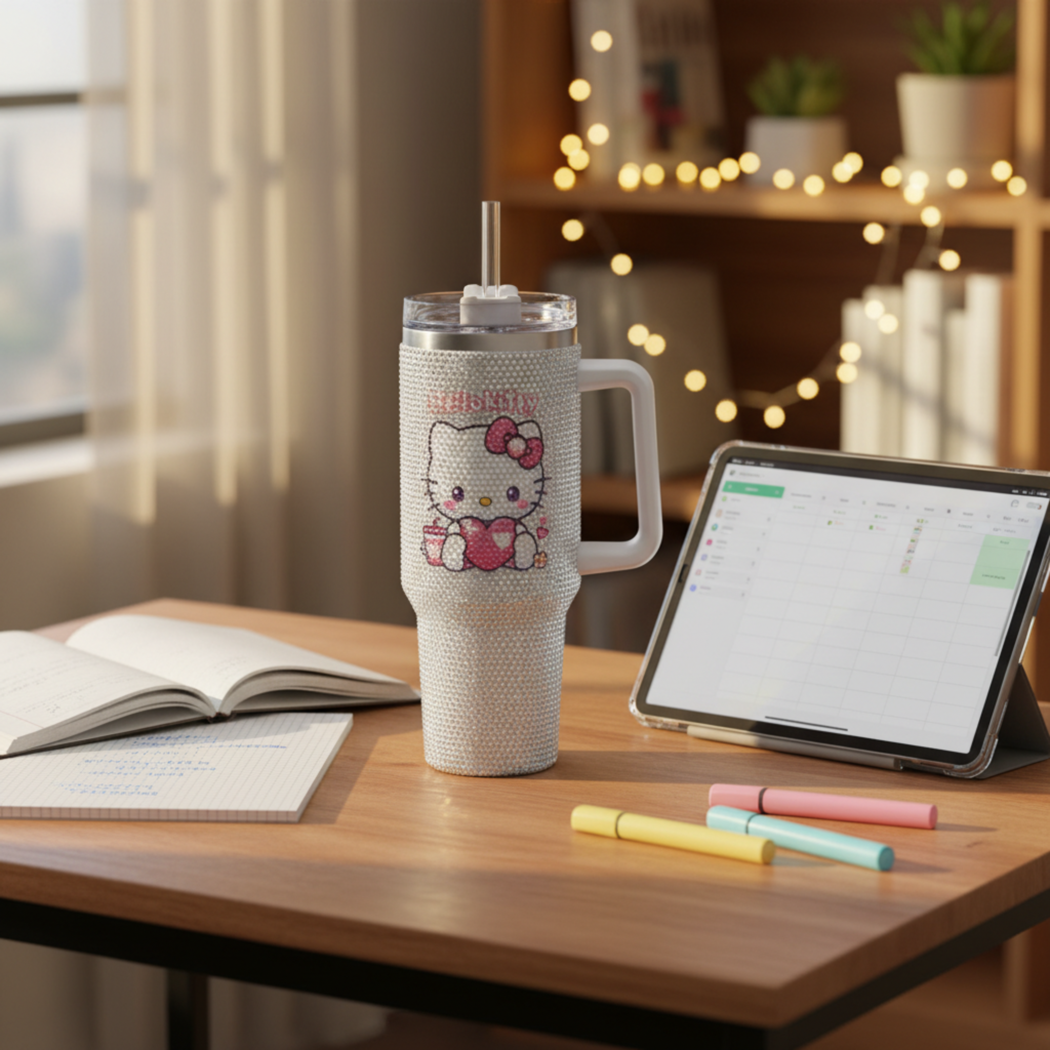 Thermos Hello Kitty Strass Argenté avec Paille - Tunisie