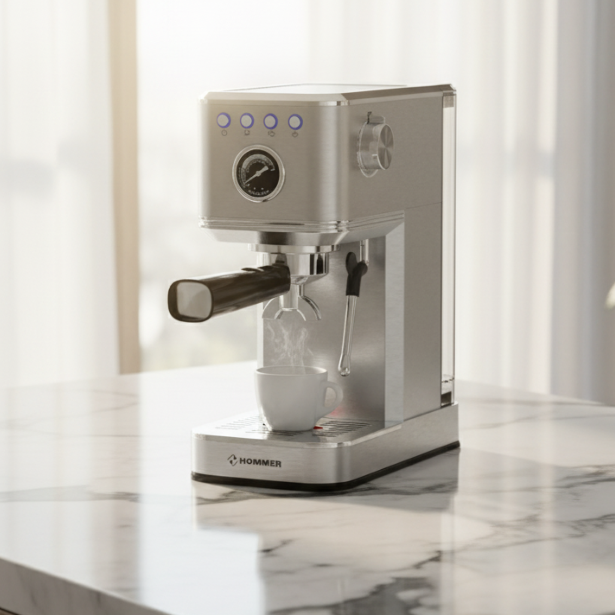 Machine à Café Espresso Inox 1350 W | Couleur Silver | Fiolla Home