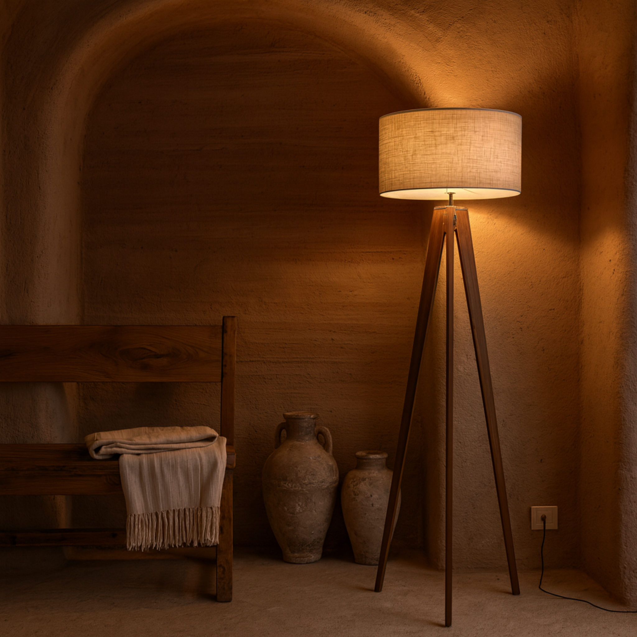 Lampadaire trépied en bois | Style scandinave | Fiolla Home