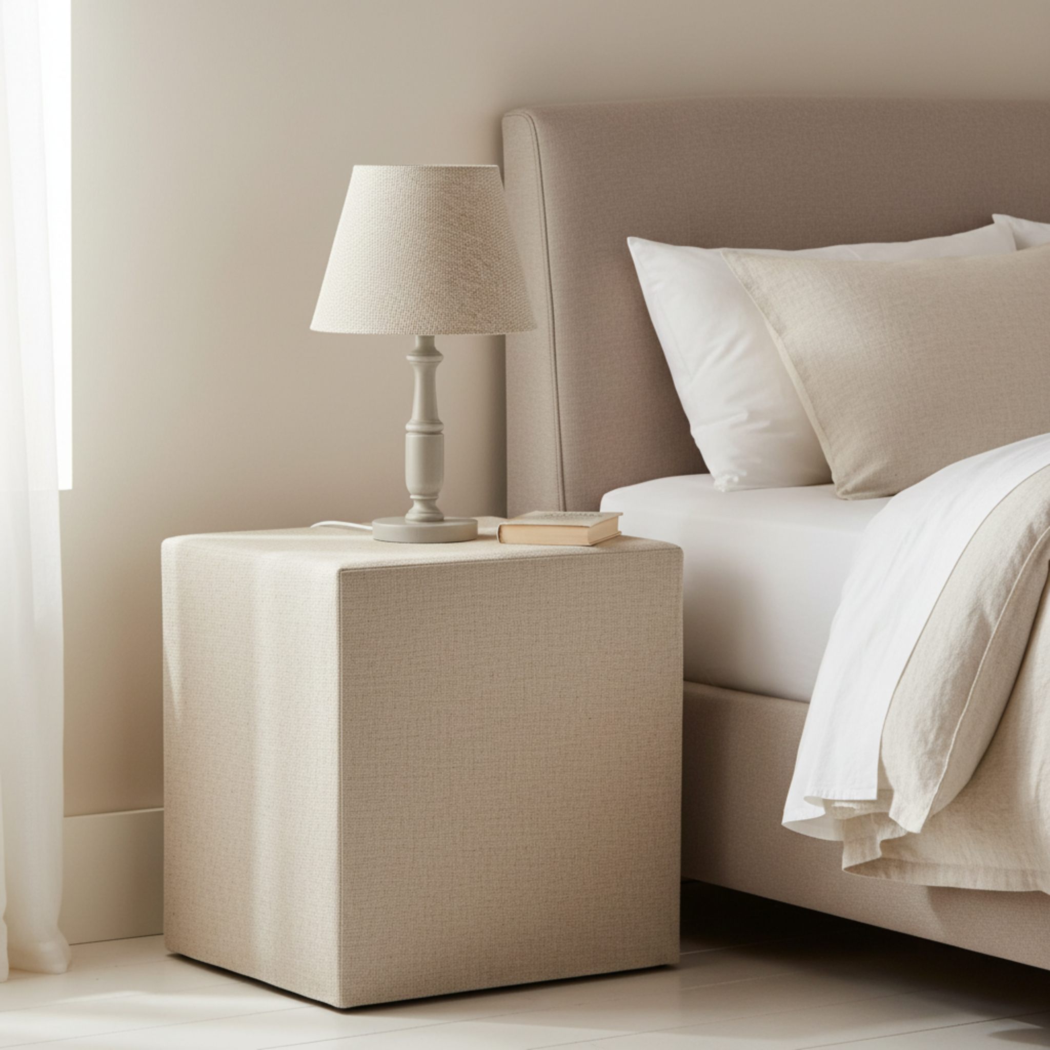 Lampe de Chevet Pied Tourné & Abat-Jour Lin – Ambiance Cosy