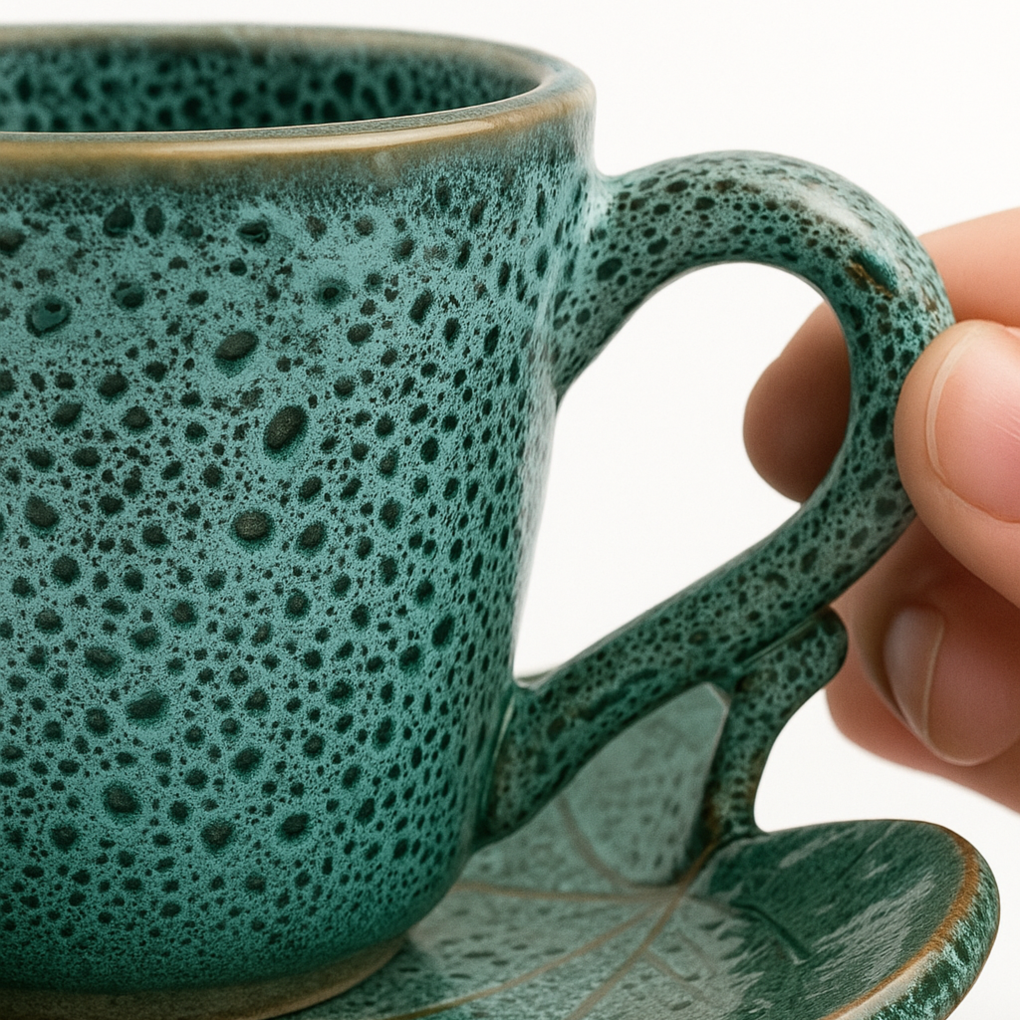 Tasse Espresso en Céramique avec Soucoupe – Vert Émeraude