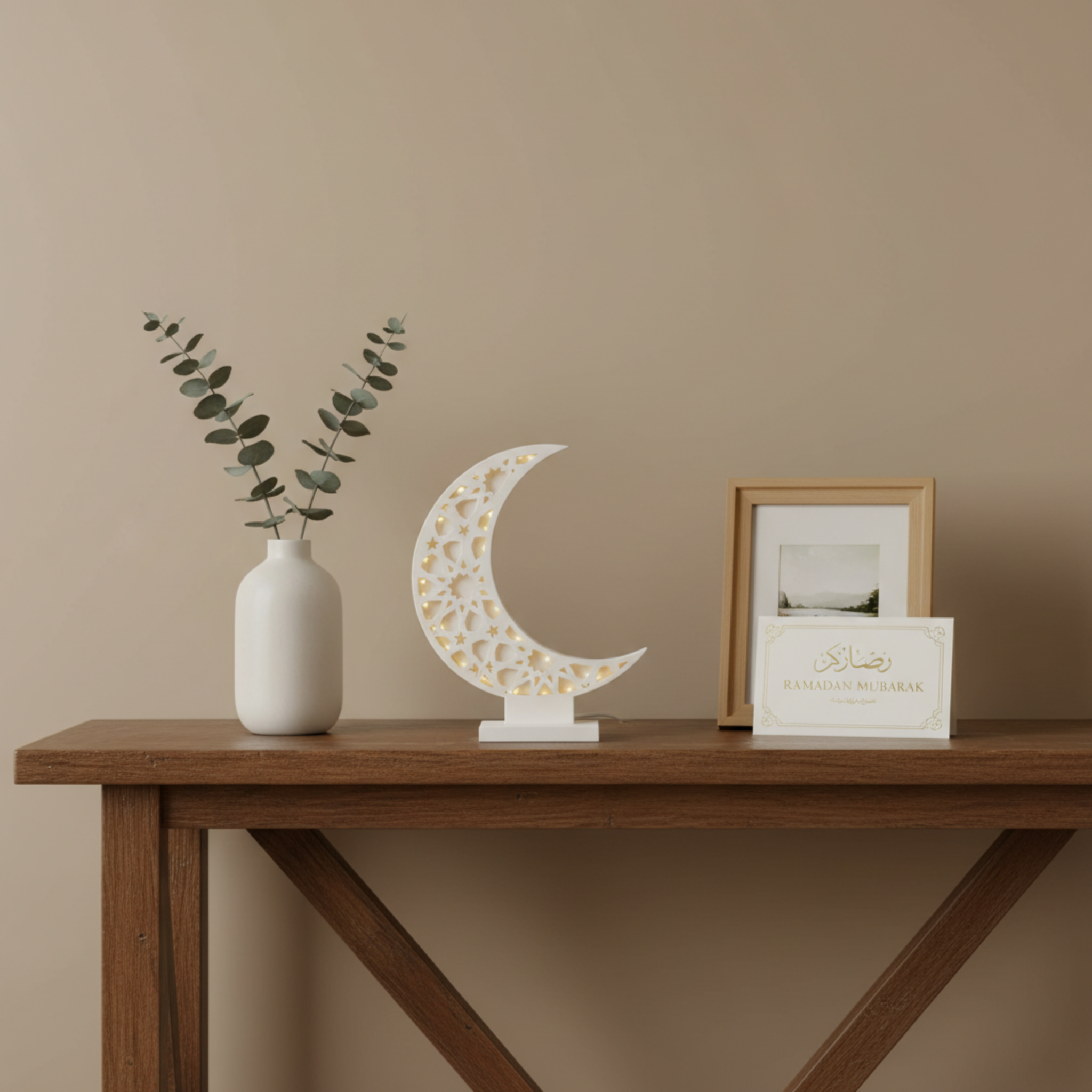 Hilal Lumineux Petit Format – Déco Table Ramadan & Étagère Tunisie