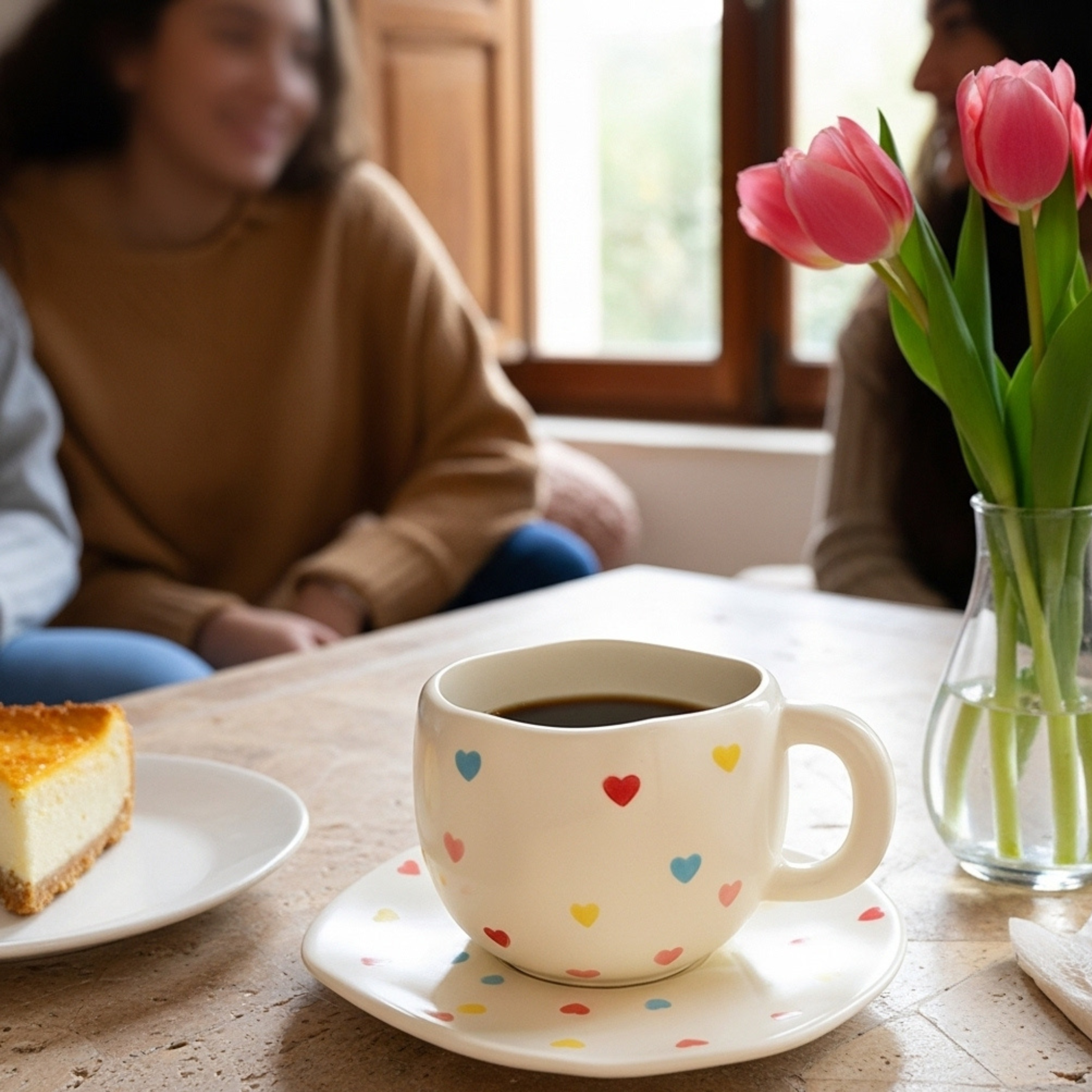 Tasse à Cœurs Multicolores – Céramique Élégante Fiolla Home