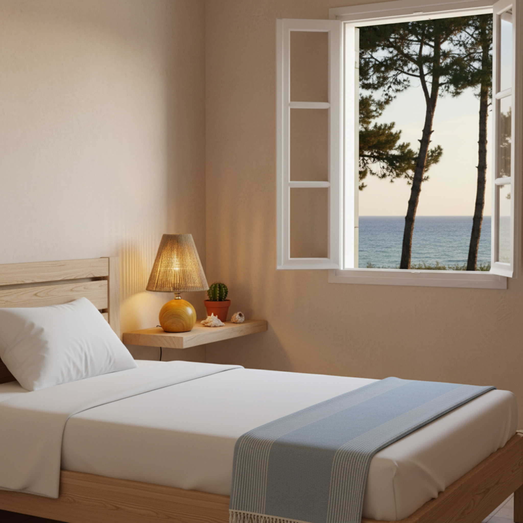 Lampe de Chevet Bohème Bois & Corde – Lumière Douce Tunisie