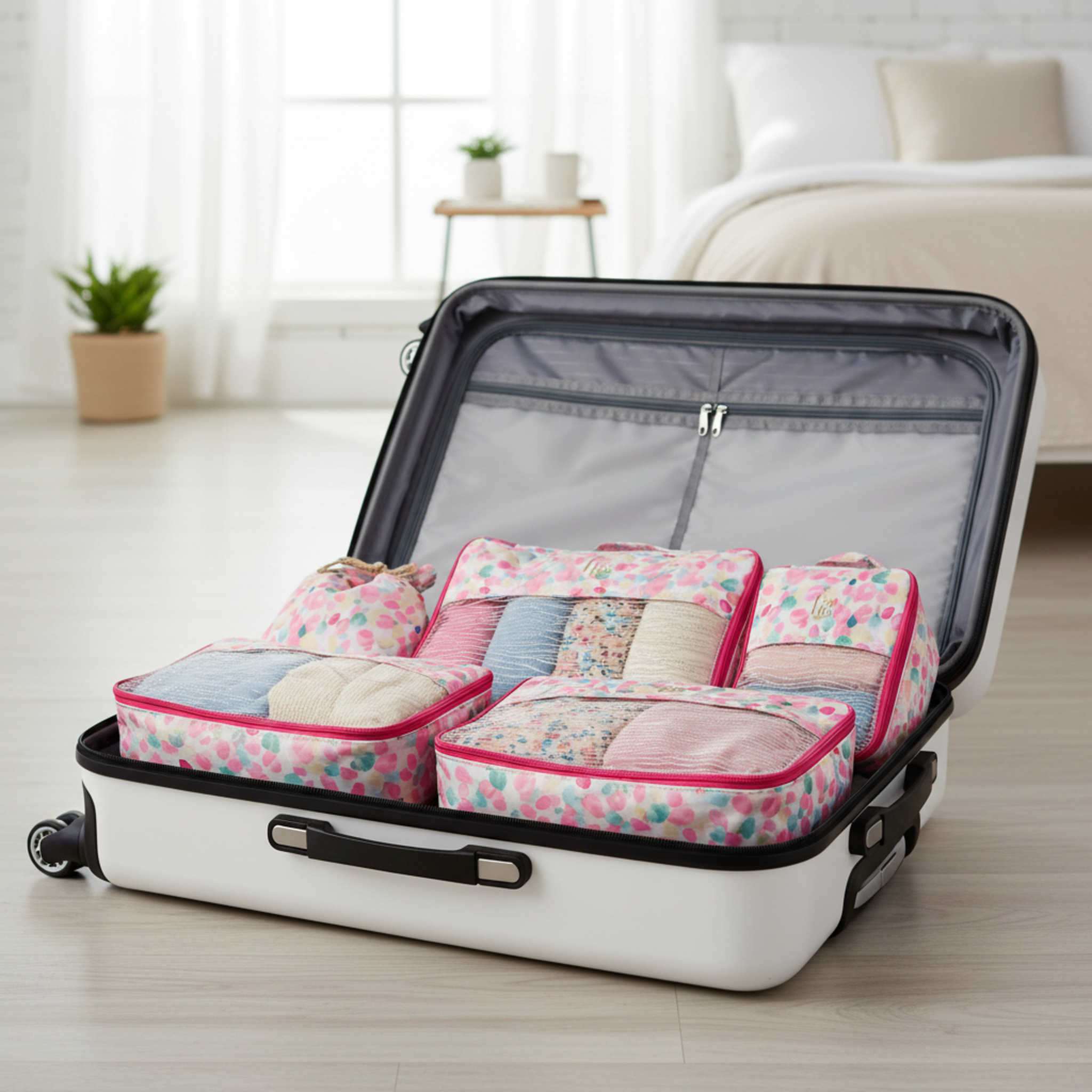 Set de 6 Cubes de Rangement Valise Pastel - Organisation Voyage Tunisie