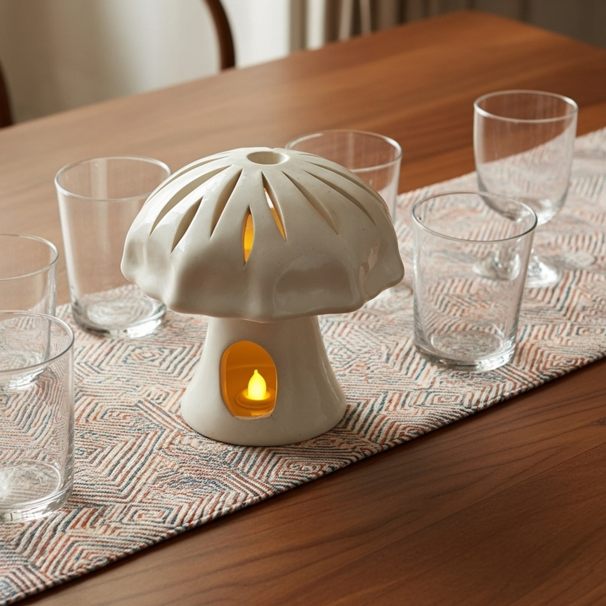 Cache-bougie Champignon en céramique
