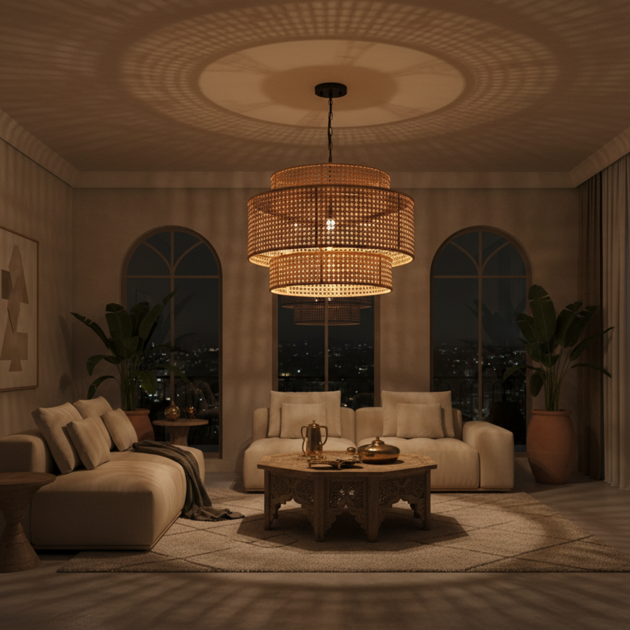 Suspension Triple en Rotin Naturel – Lustre Bohème Chic & Tendance