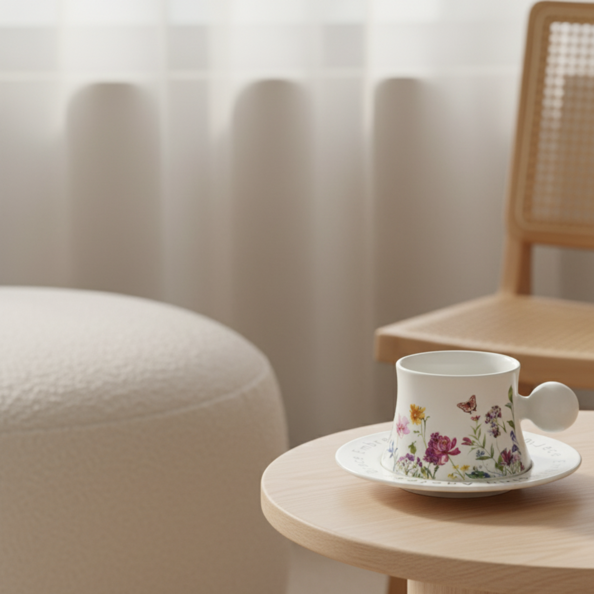 Tasse Fleurie avec Sous-Tasse Tunisie | Poignée Bille | Fiolla Home
