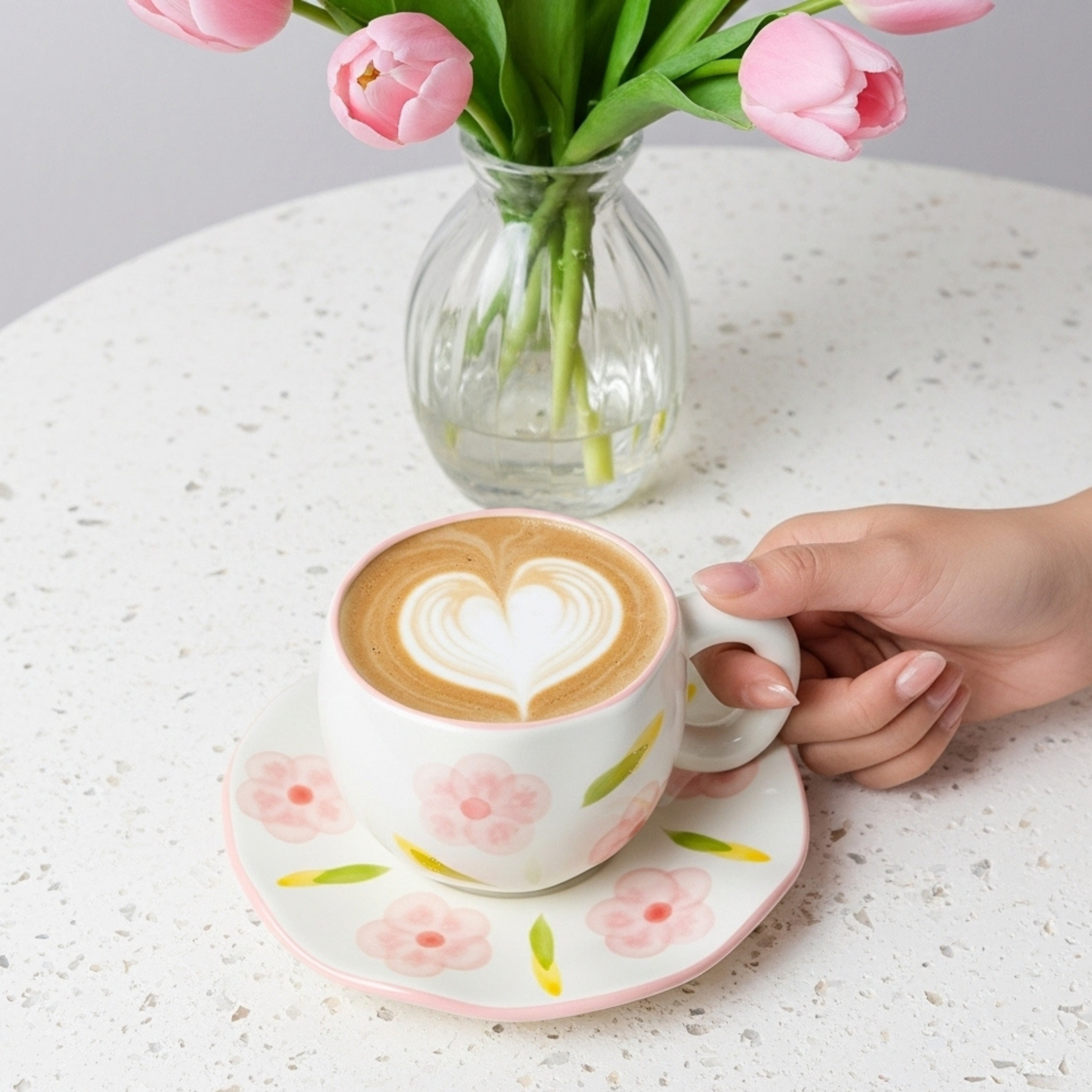 Tasse Fleur Rose Pastel – Céramique Douce et Élégante Fiolla Home