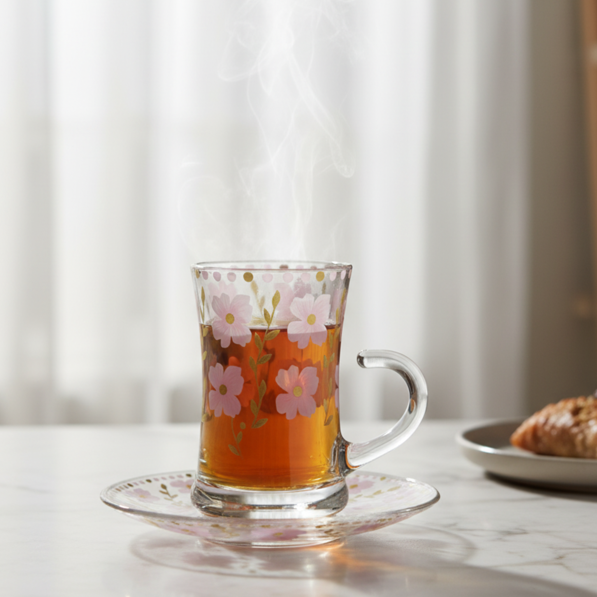 Service à Thé Verre Floral | Vaisselle Tunisie | Fiolla Home