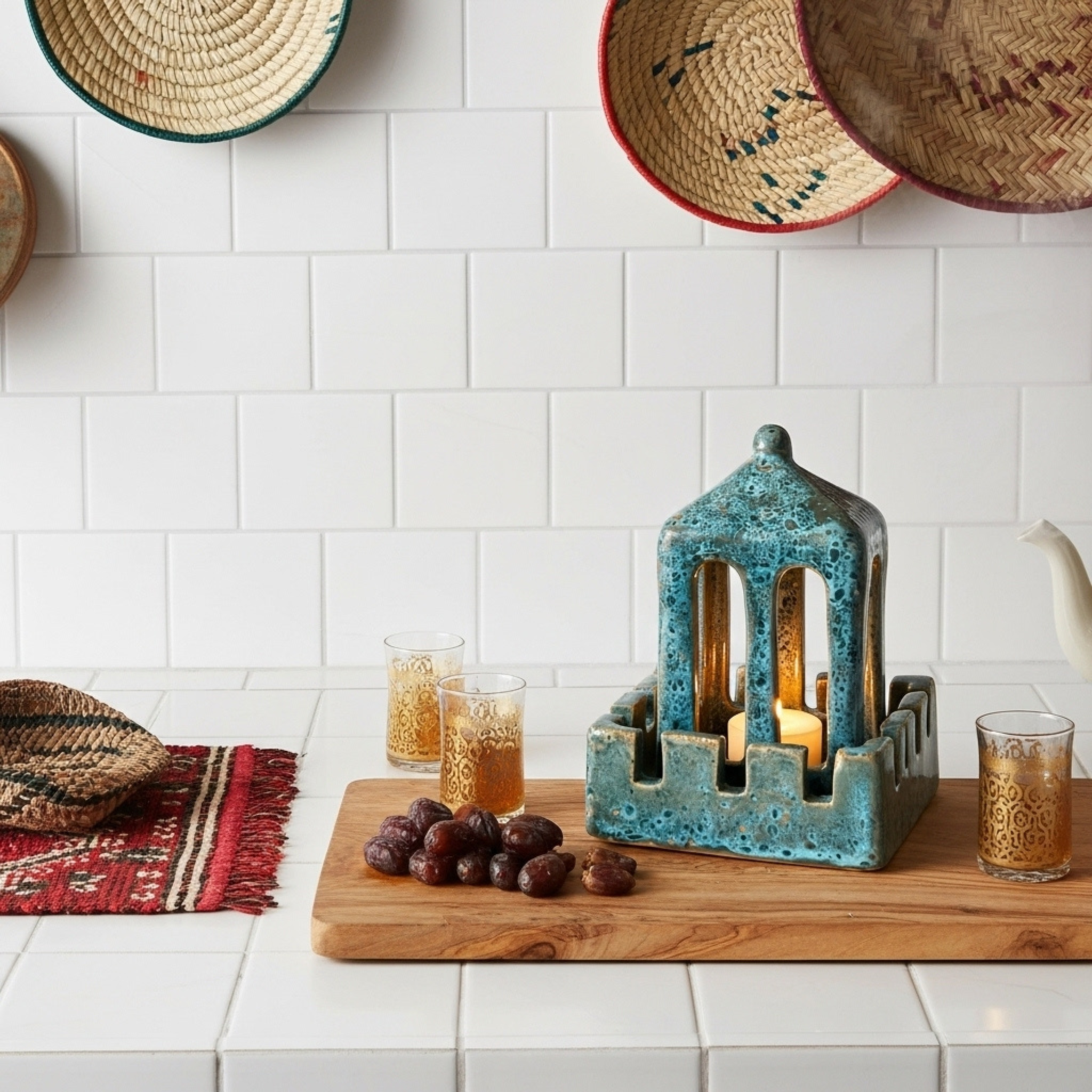 Photophore en Céramique – Pavillon Méditerranéen Turquoise