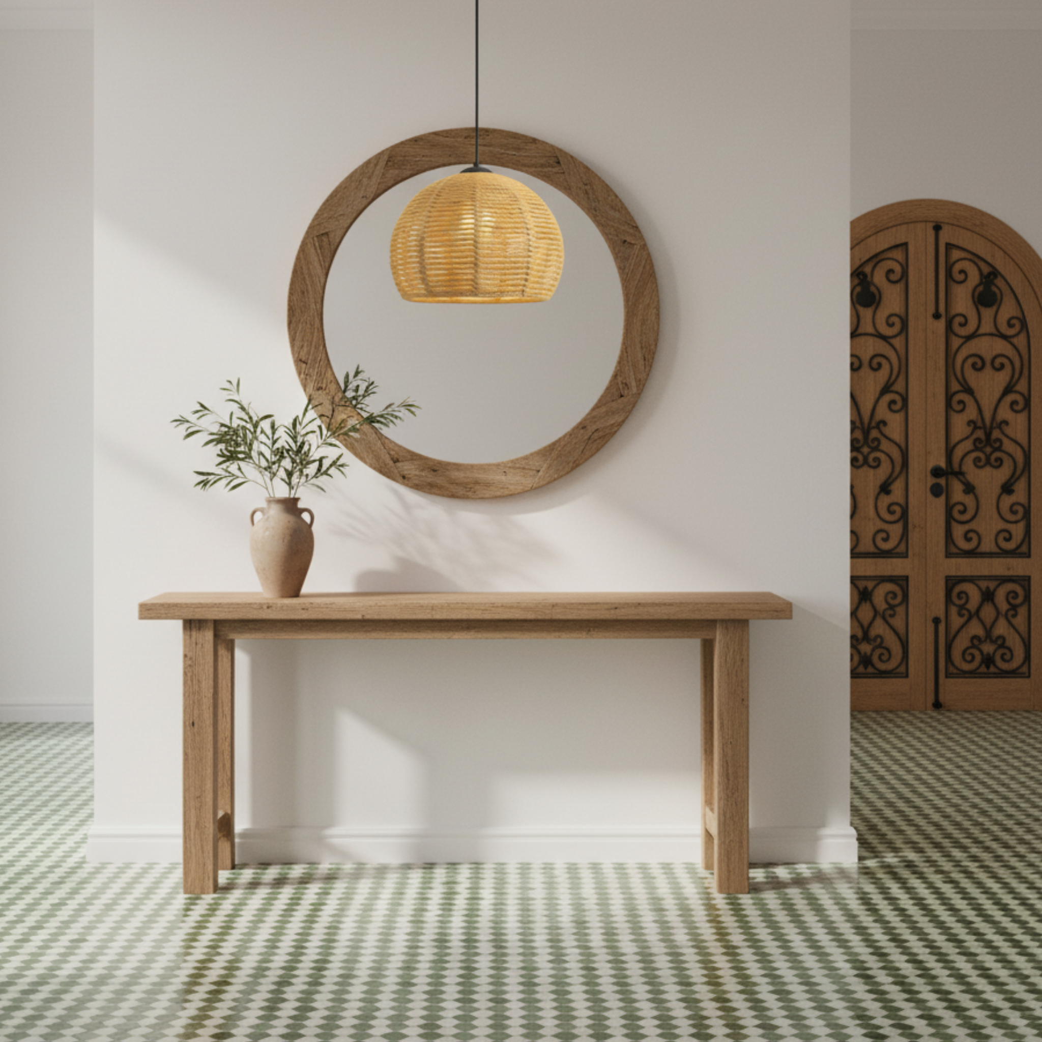 Suspension "Zina" en Jute Tressé – Lustre Style Boho Naturel