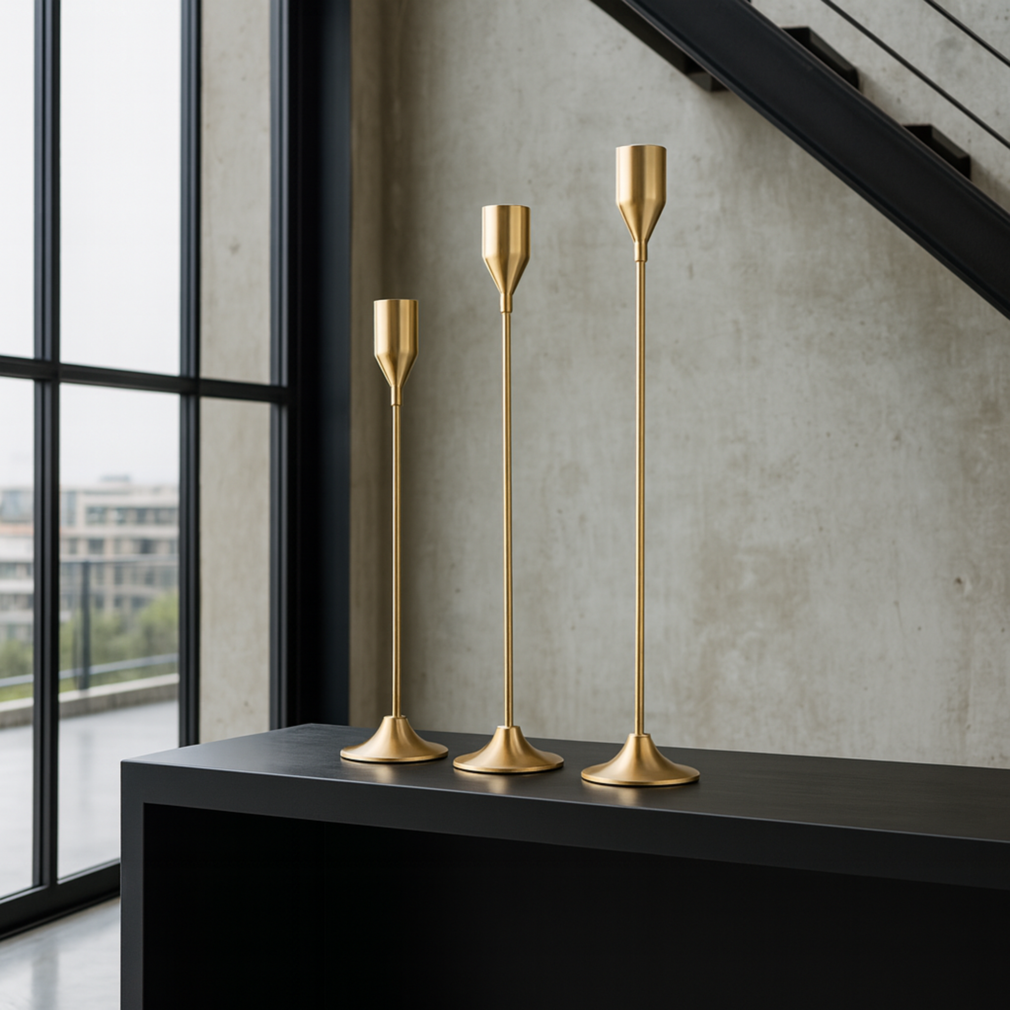 Ensemble de Bougeoirs Modernes Or pour Chandelles (Lot de 3)