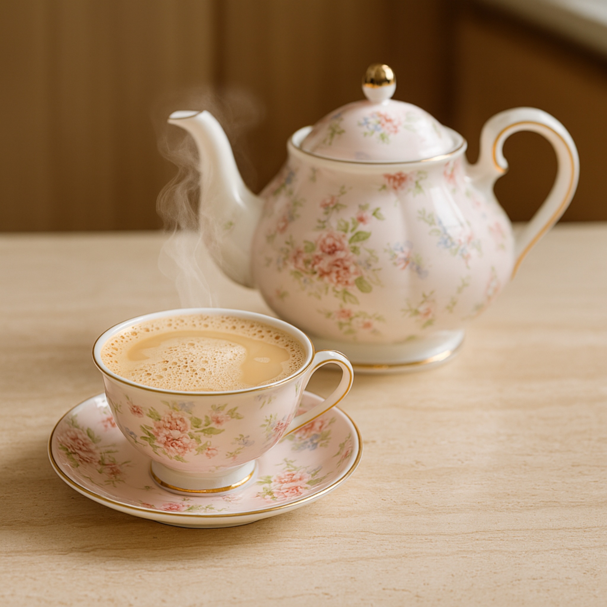 Service Café en Porcelaine Rose Tunisie | Motifs Fleuris | Fiolla Home