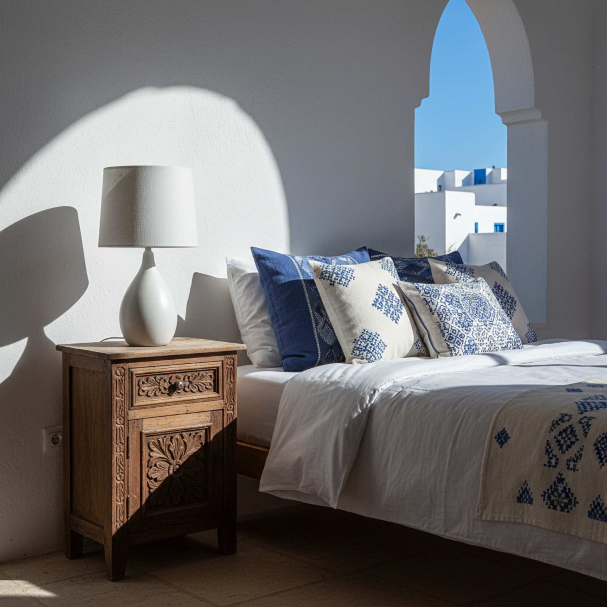Lampe de Chevet Blanche Design Goutte Abat-Jour Blanc | Fiolla Home