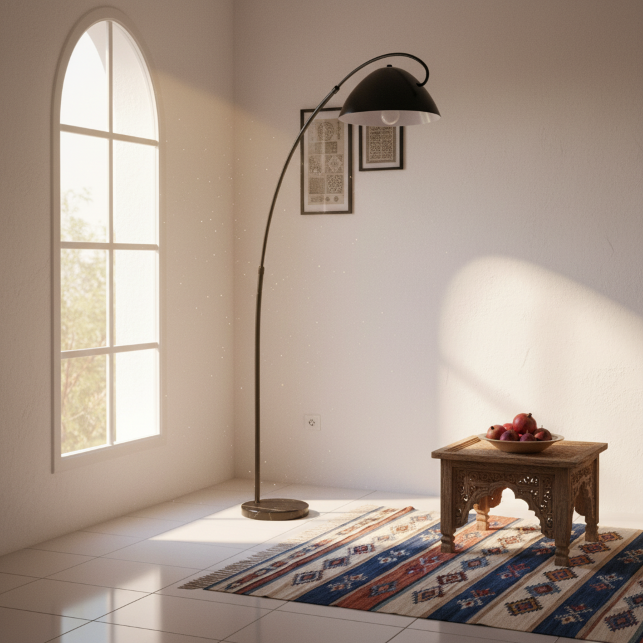 Lampadaire Arc Noir Moderne - Design Élégant pour Salon Tunisie
