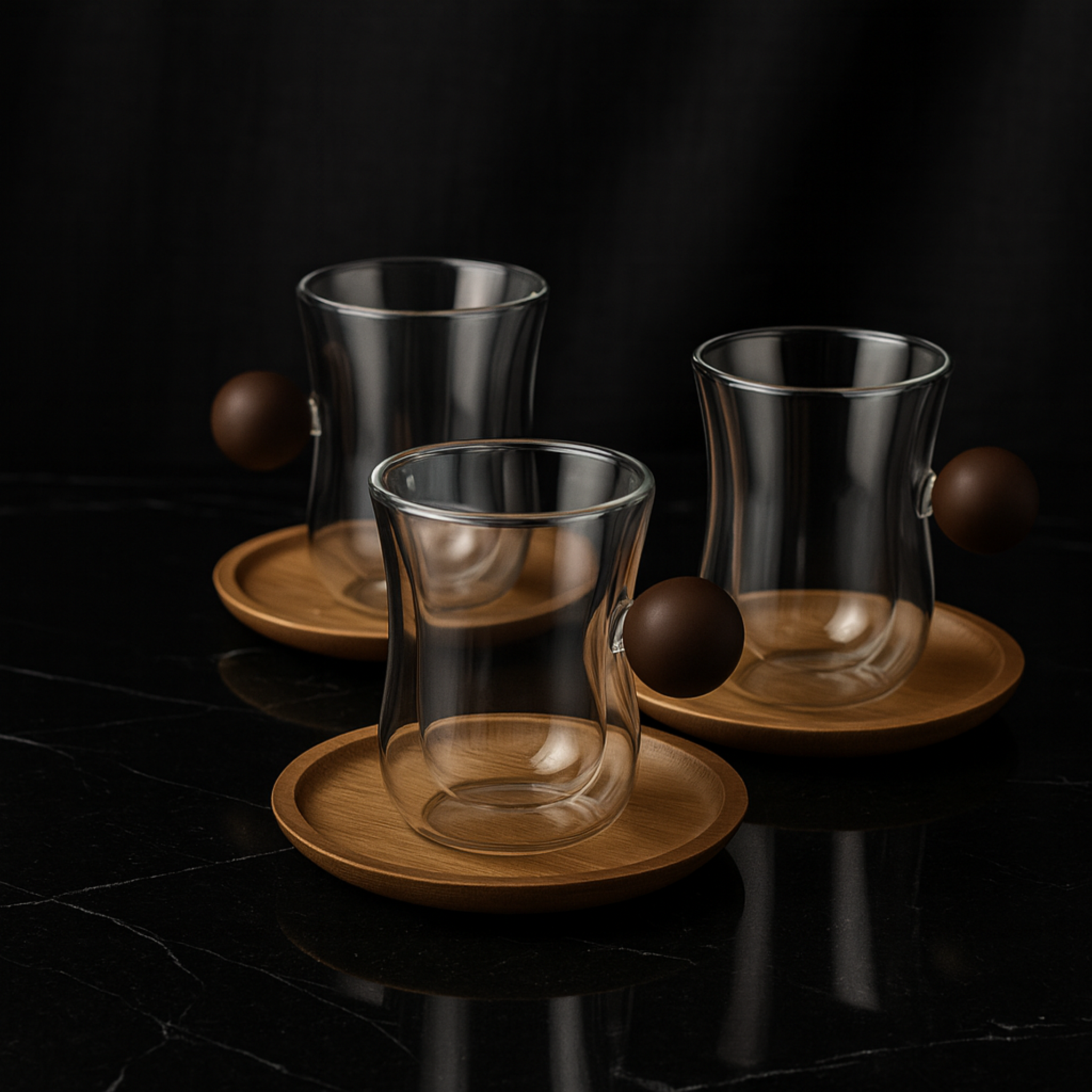 Service à Thé Double Paroi | Verre & Bois | Fiolla Home Tunisie