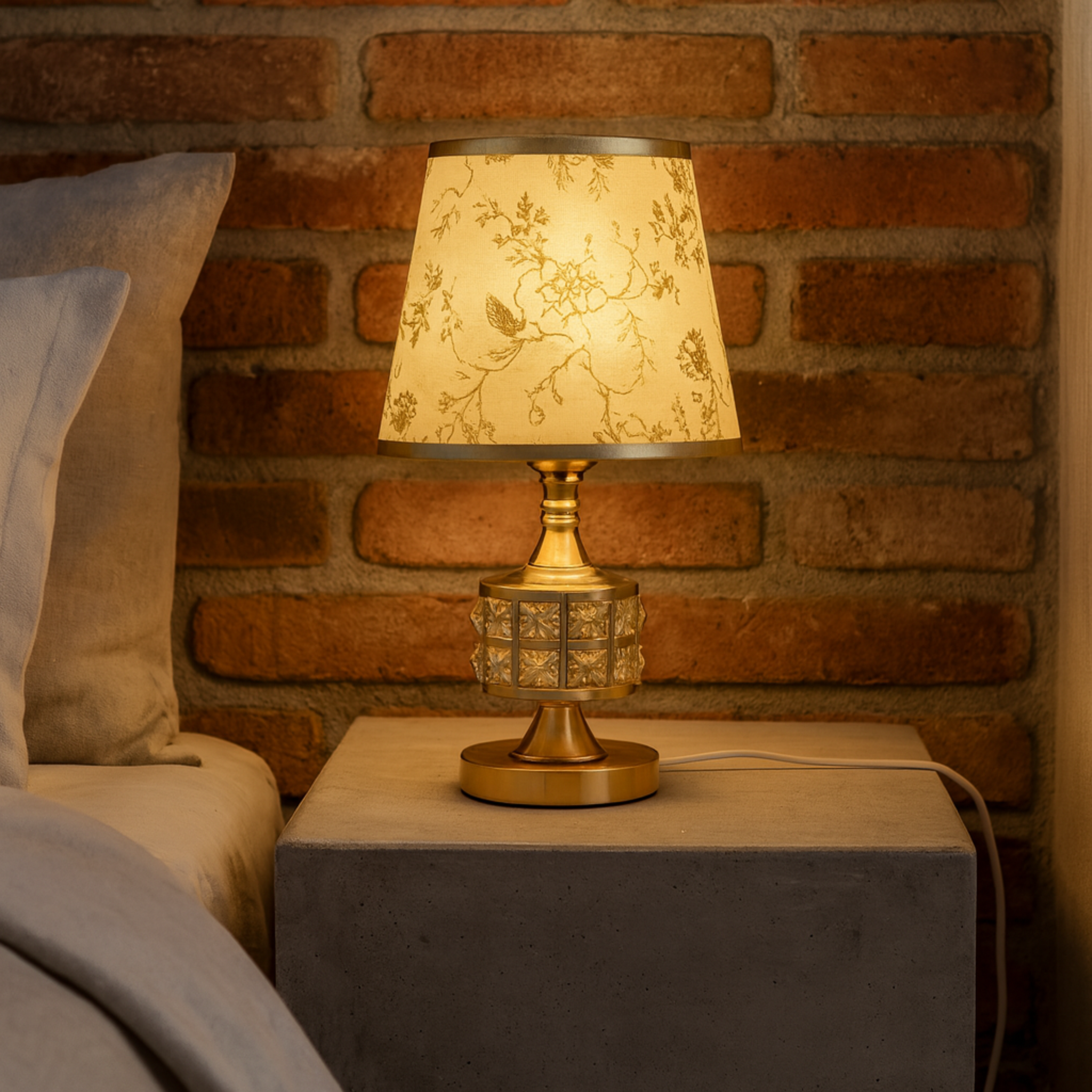 Lampe de Chevet Dorée & Cristal | Luxe et Élégance Tunisie