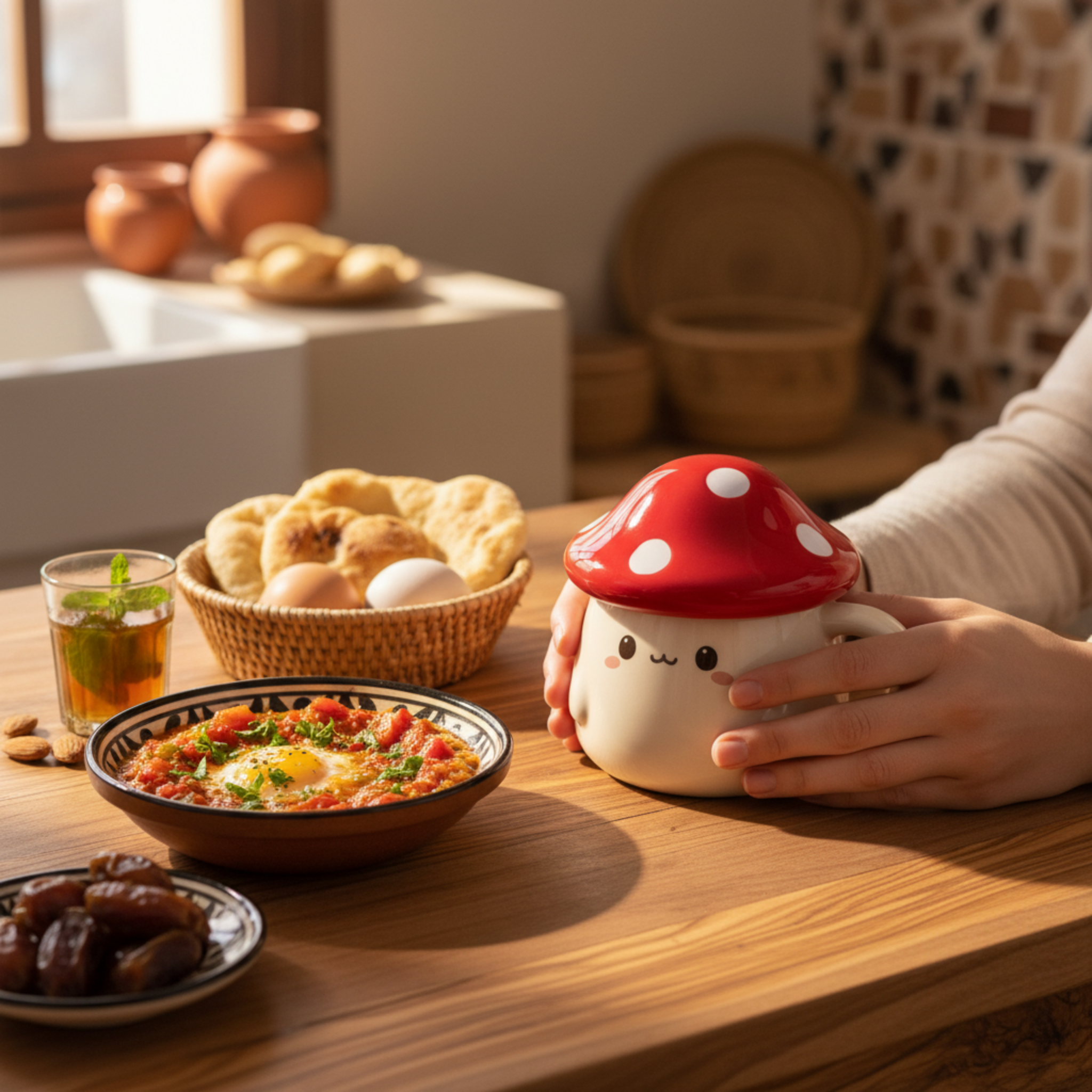 Mug Champignon Kawaii avec Couvercle – Tasse Céramique Mignonne