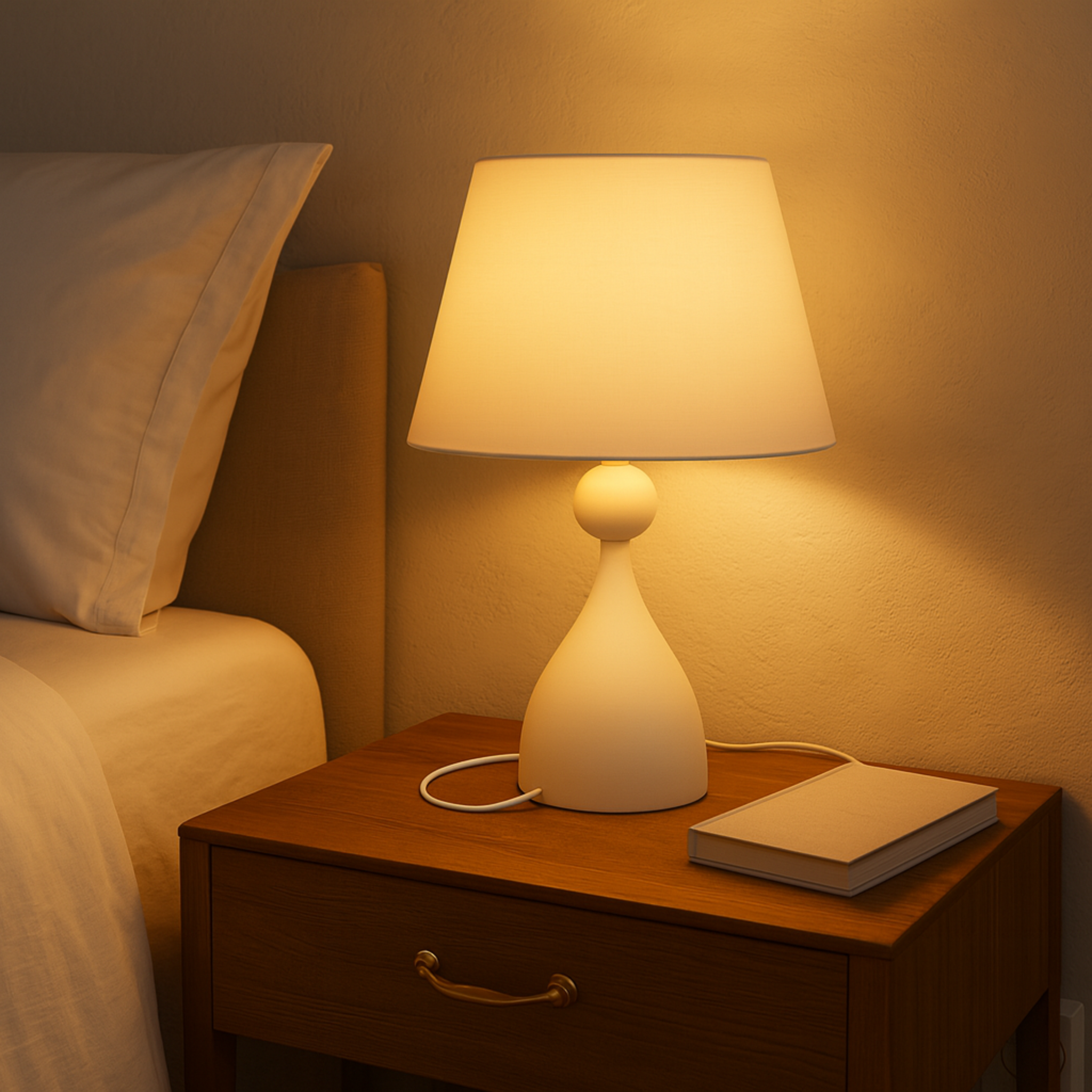 Lampe de chevet LED | Veilleuse minimaliste blanche | Fiolla Home