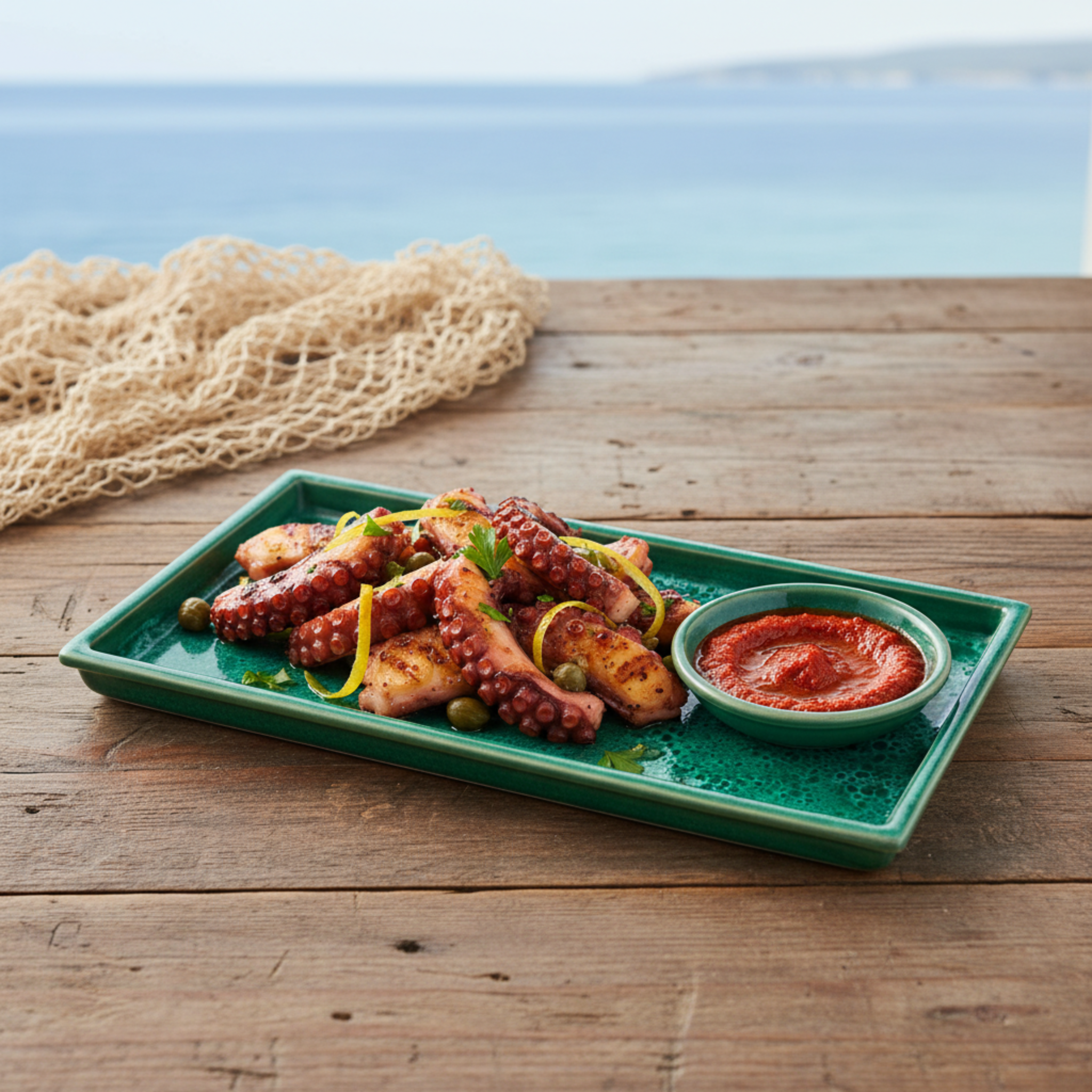 Plateau en céramique émaillé vert – Coiffeuse & Service