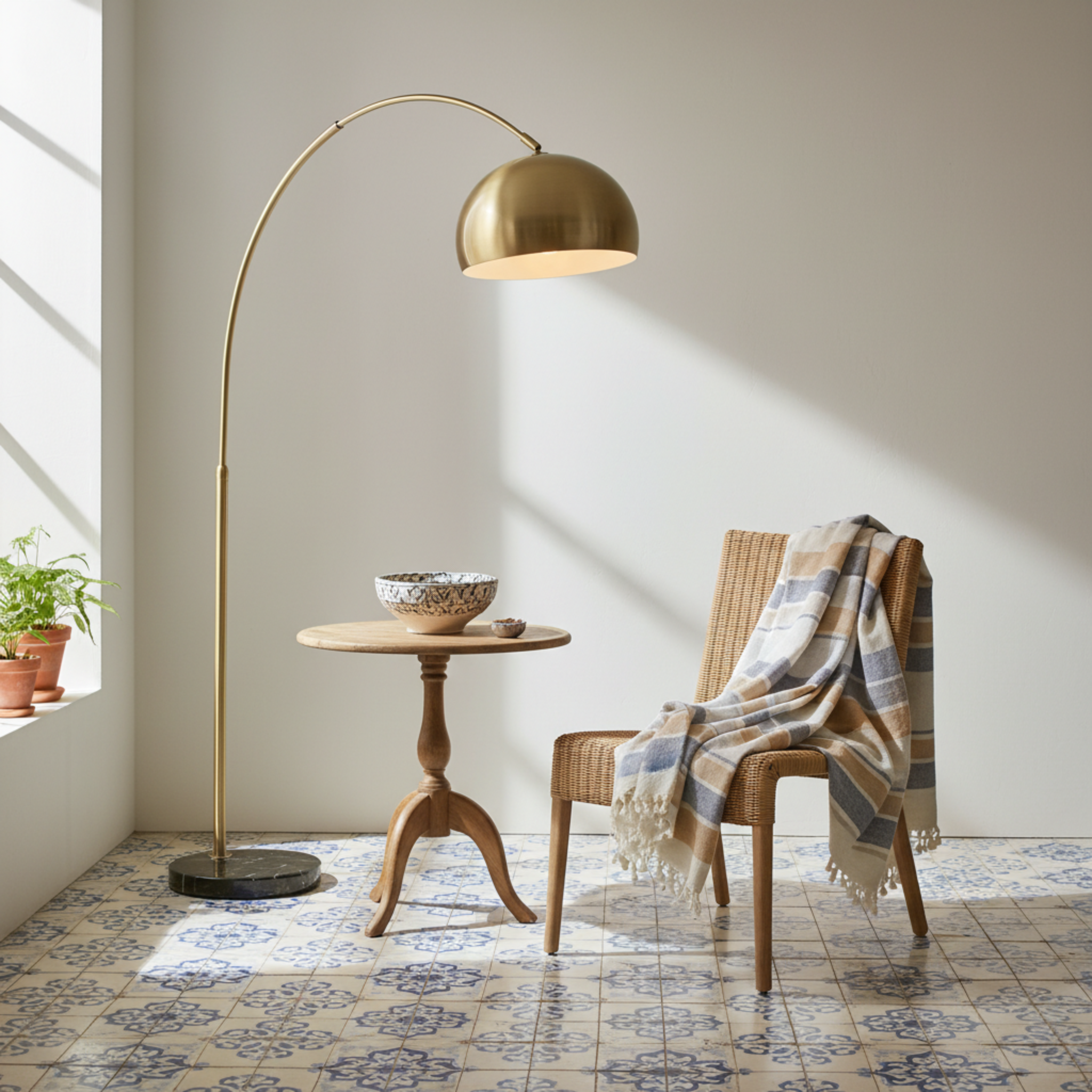 Lampadaire Arc Bronze Premium – Design Luxe & Élégance Tunisie