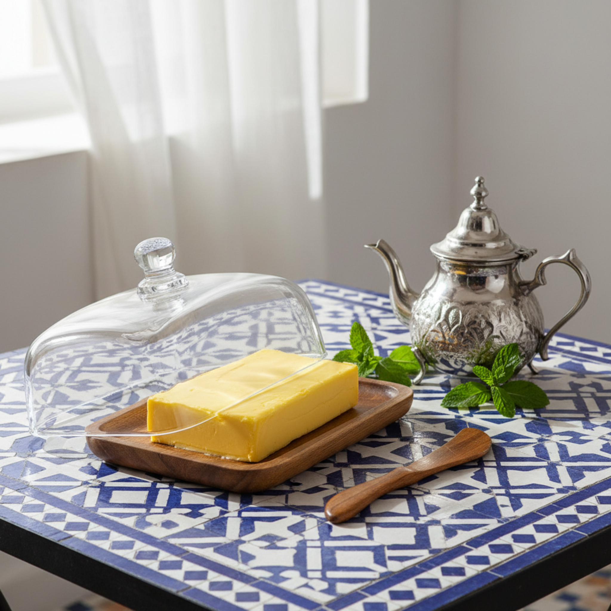 Beurrier Design en Bois d'Acacia & Tartineur Inclus - Tunisie