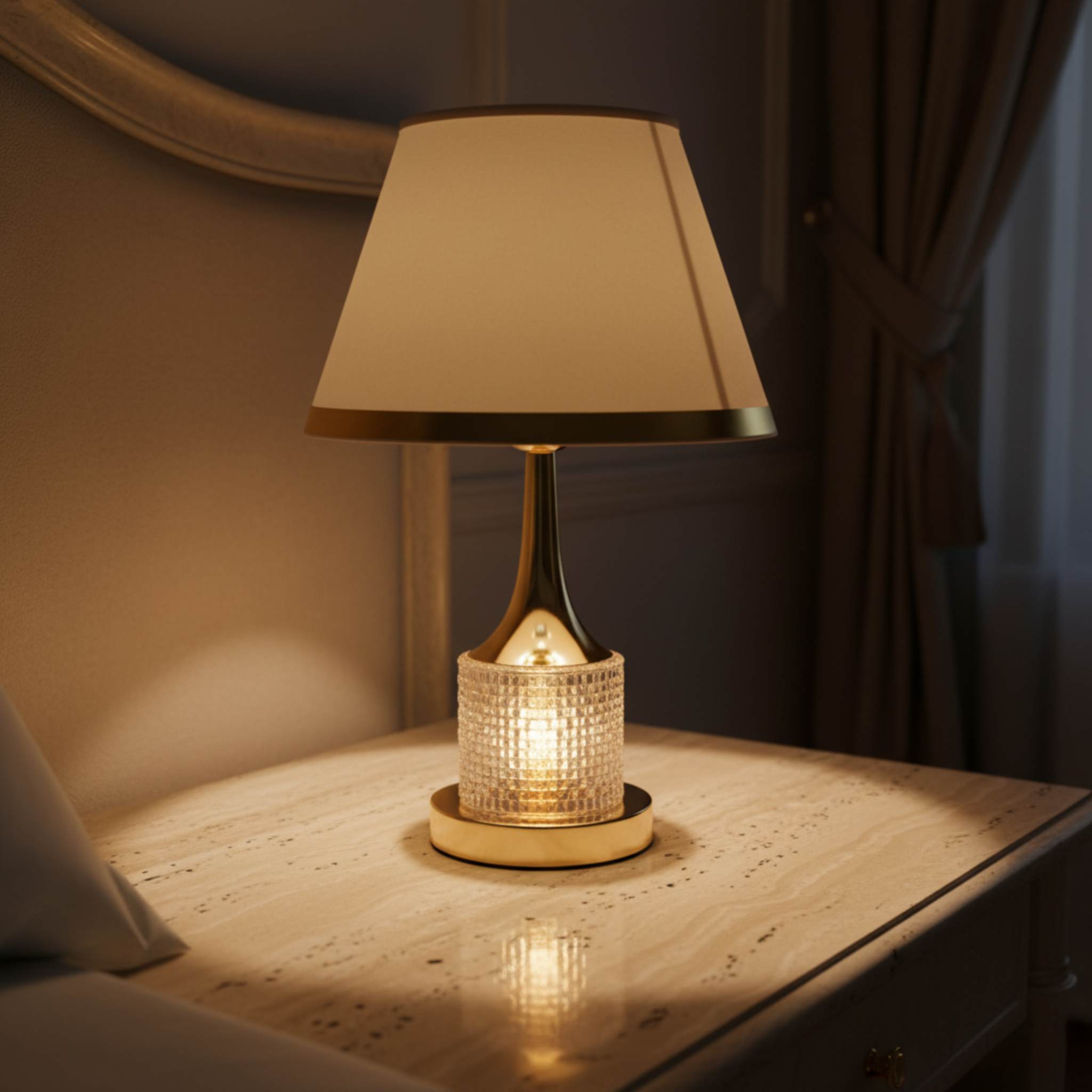 Lampe de Chevet Dorée – Veilleuse Élégante pour Chambre à Coucher Tunisie | Fiolla Home