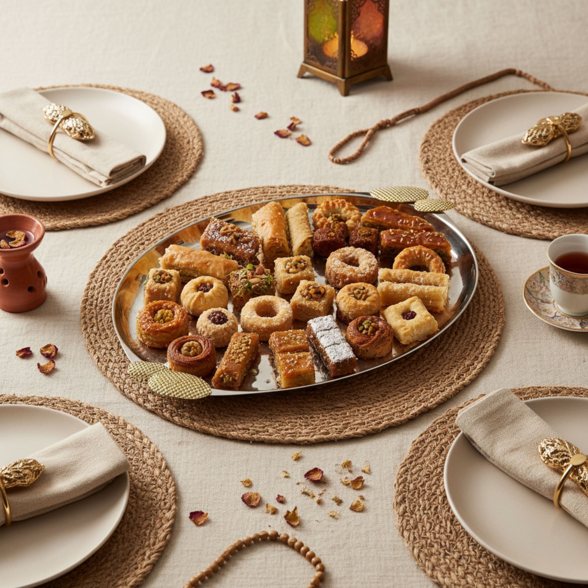 Duo de Plateaux de Service en Cuivre Indien - Qualité Premium (Argent & Or)