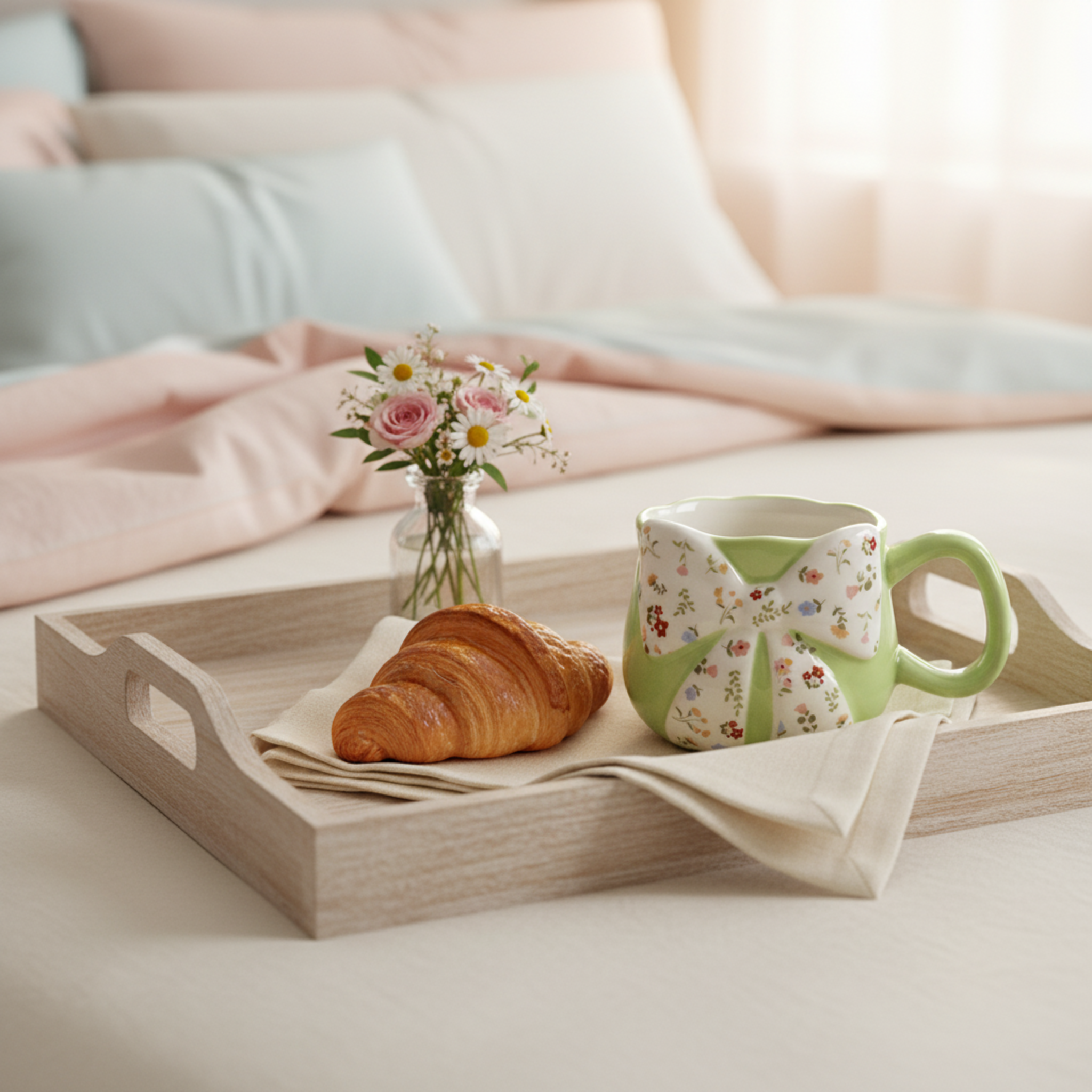 Mug Céramique Design Nœud & Fleurs – Tasse "Coquette" Tendance