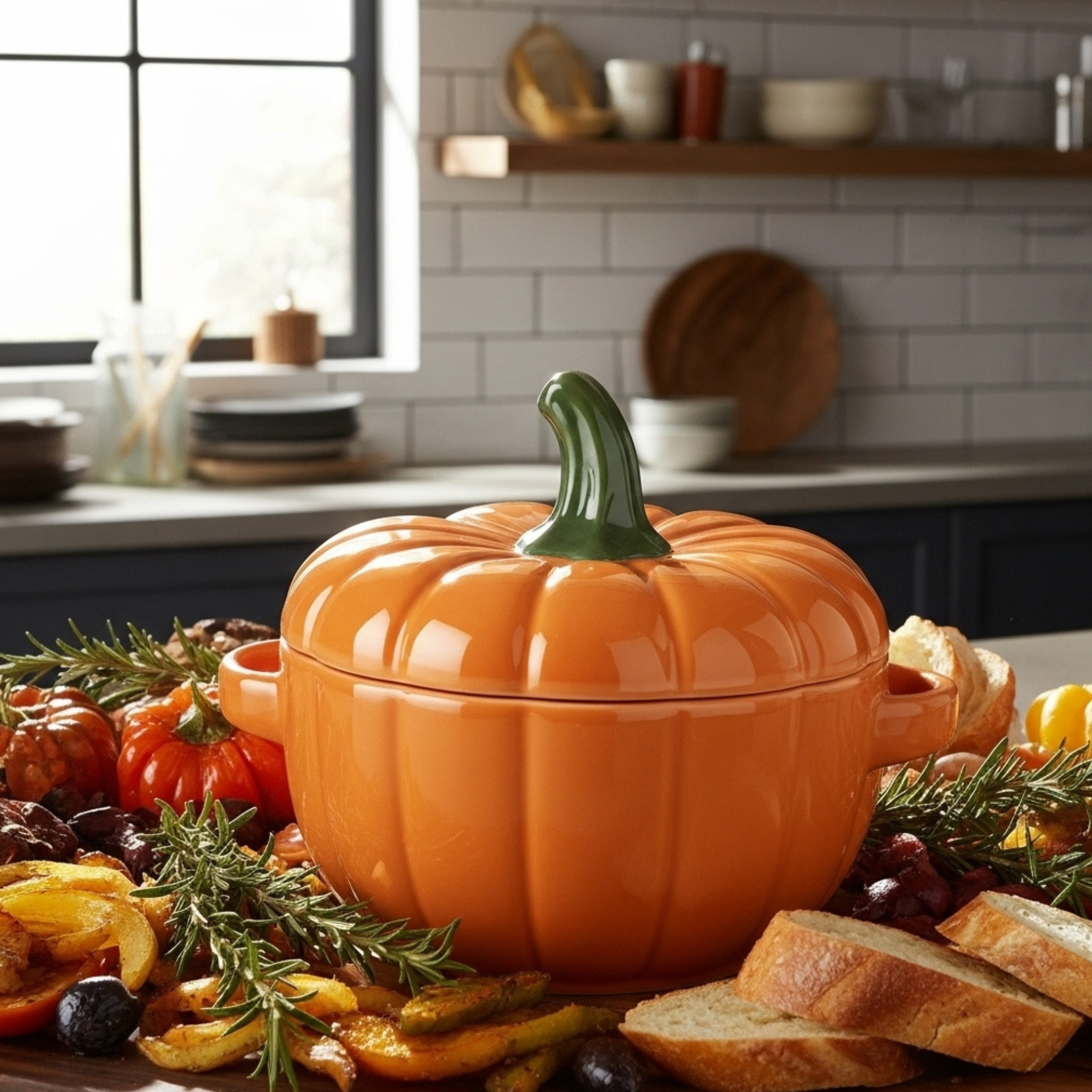 Cocotte Citrouille en Céramique avec Couvercle – Four à Table