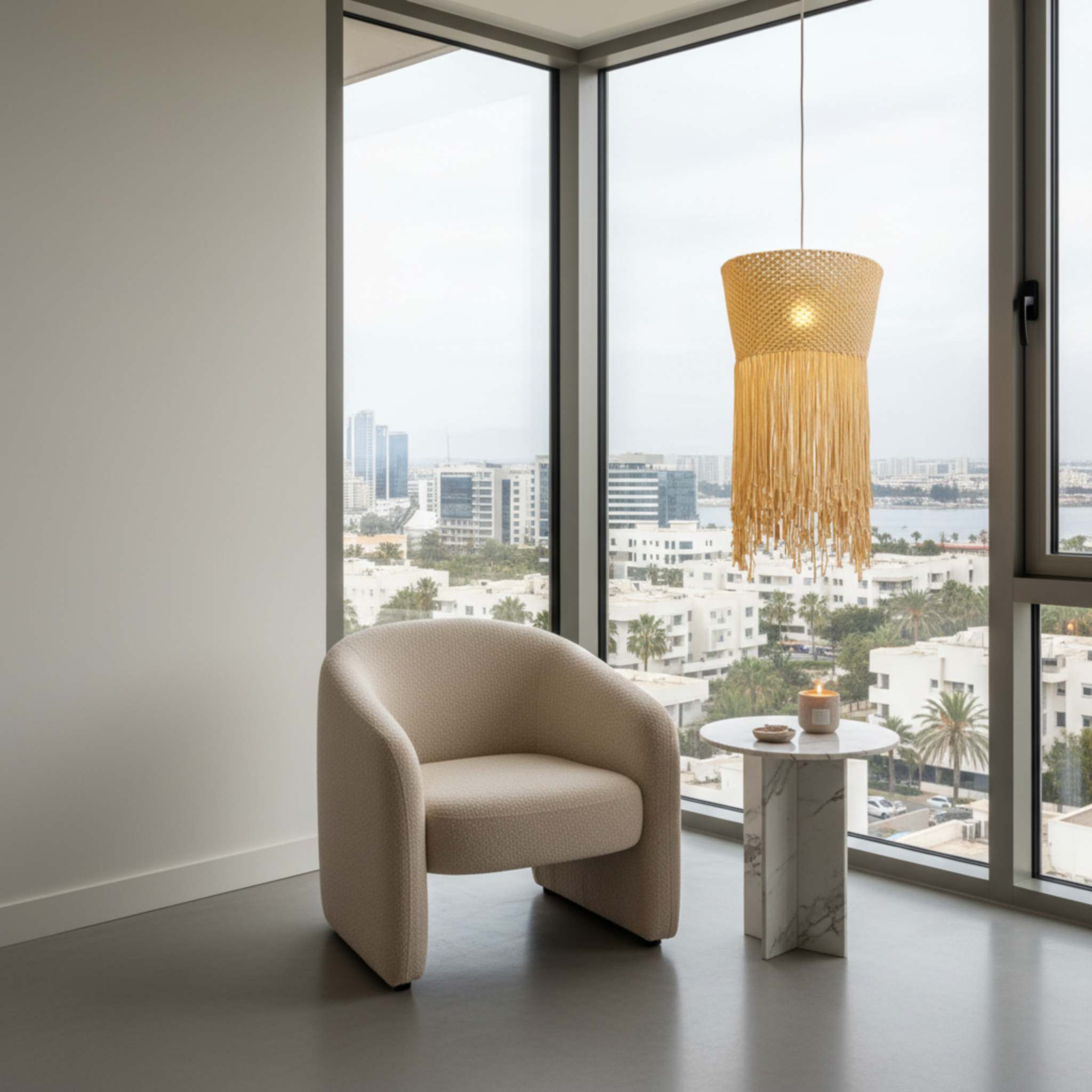 Suspension Macramé Coton Franges | Design Bohème Chic | Tunisie