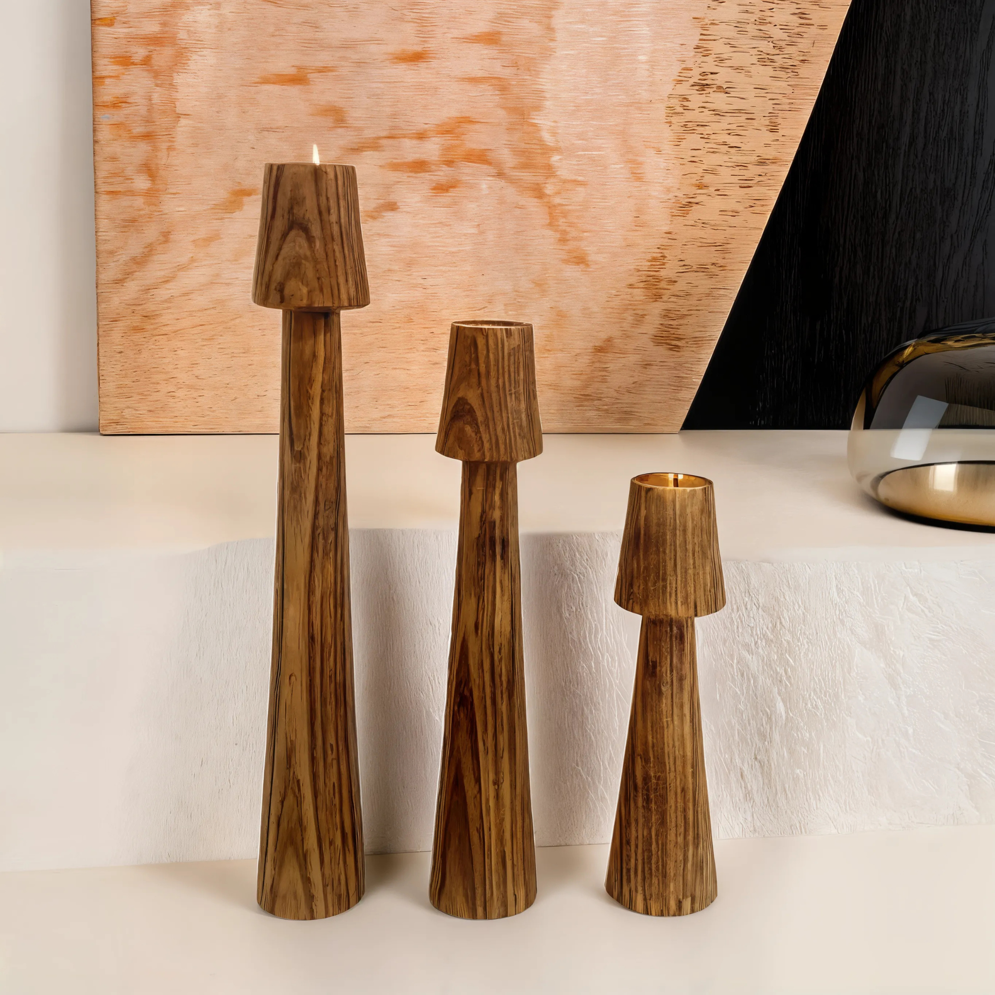 Bougeoirs en Bois Minimalistes | Décoration Naturelle | Fiolla Home