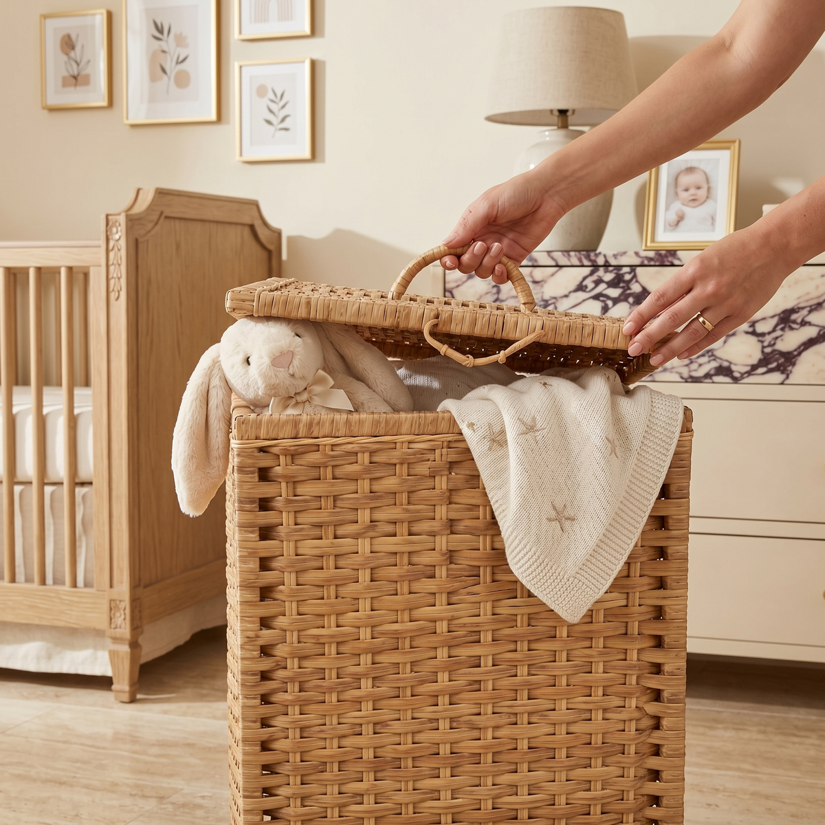 Panier à Linge Rotin Tunisie | Coffre Tressé avec Couvercle | Fiolla Home