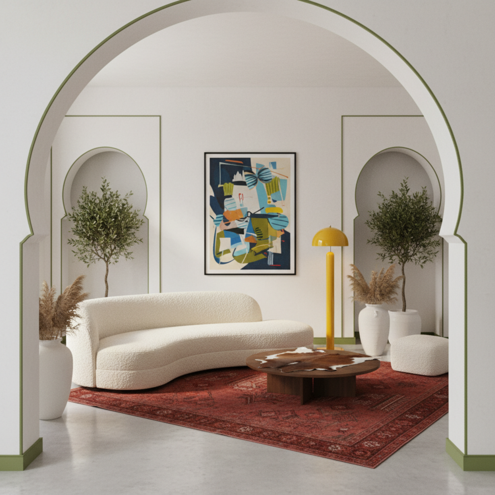 Lampadaire Champignon Jaune Solaire – Design Rétro Tunisie