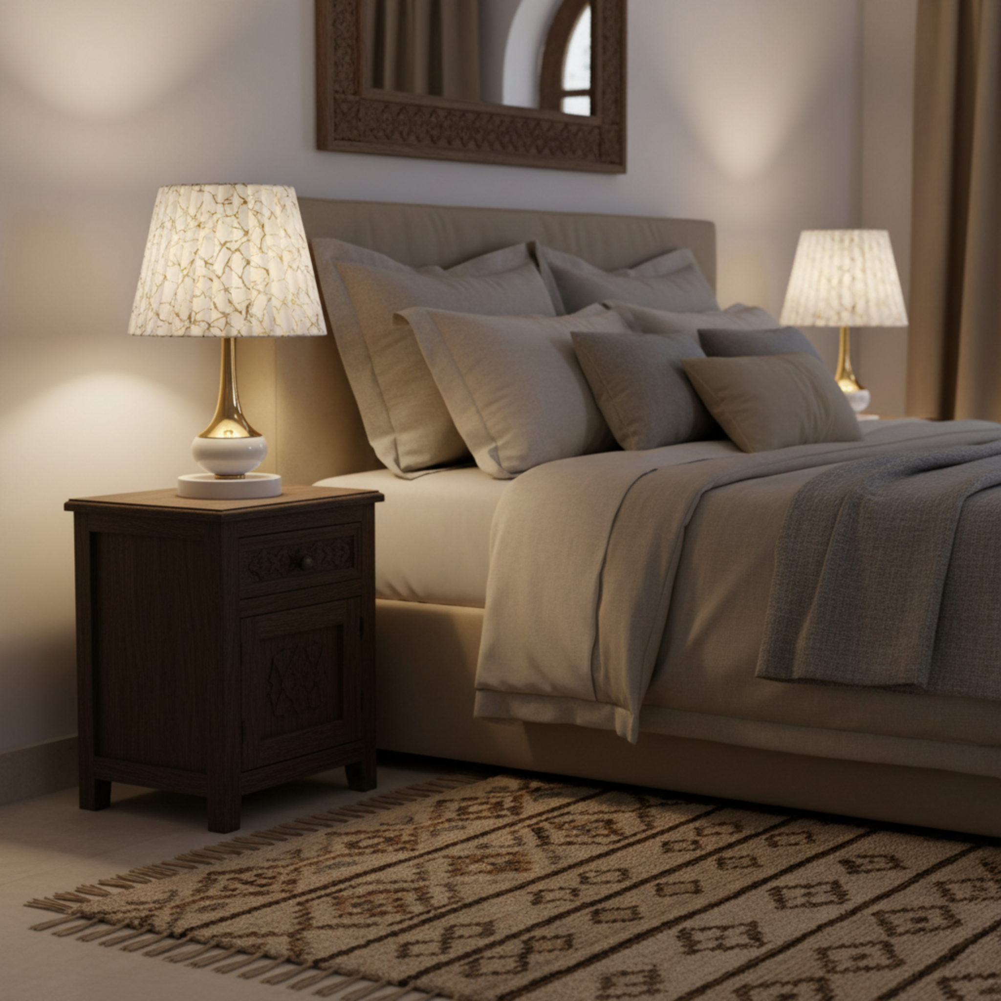 Lampe de Chevet Dorée Effet Marbre | Fiolla Home Tunisie