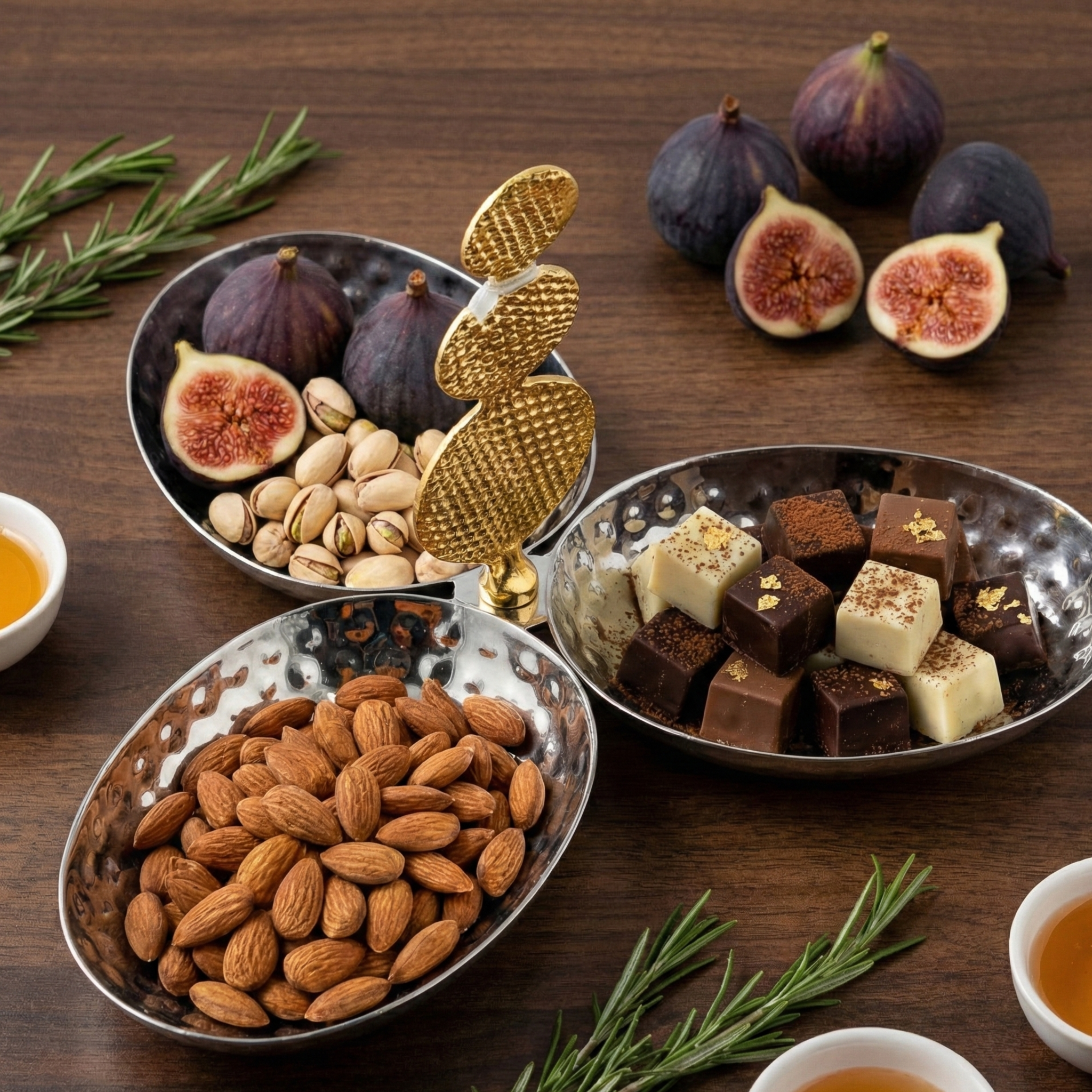 Serviteur 3 Bols Martelé - Cuivre Indien Qualité Premium