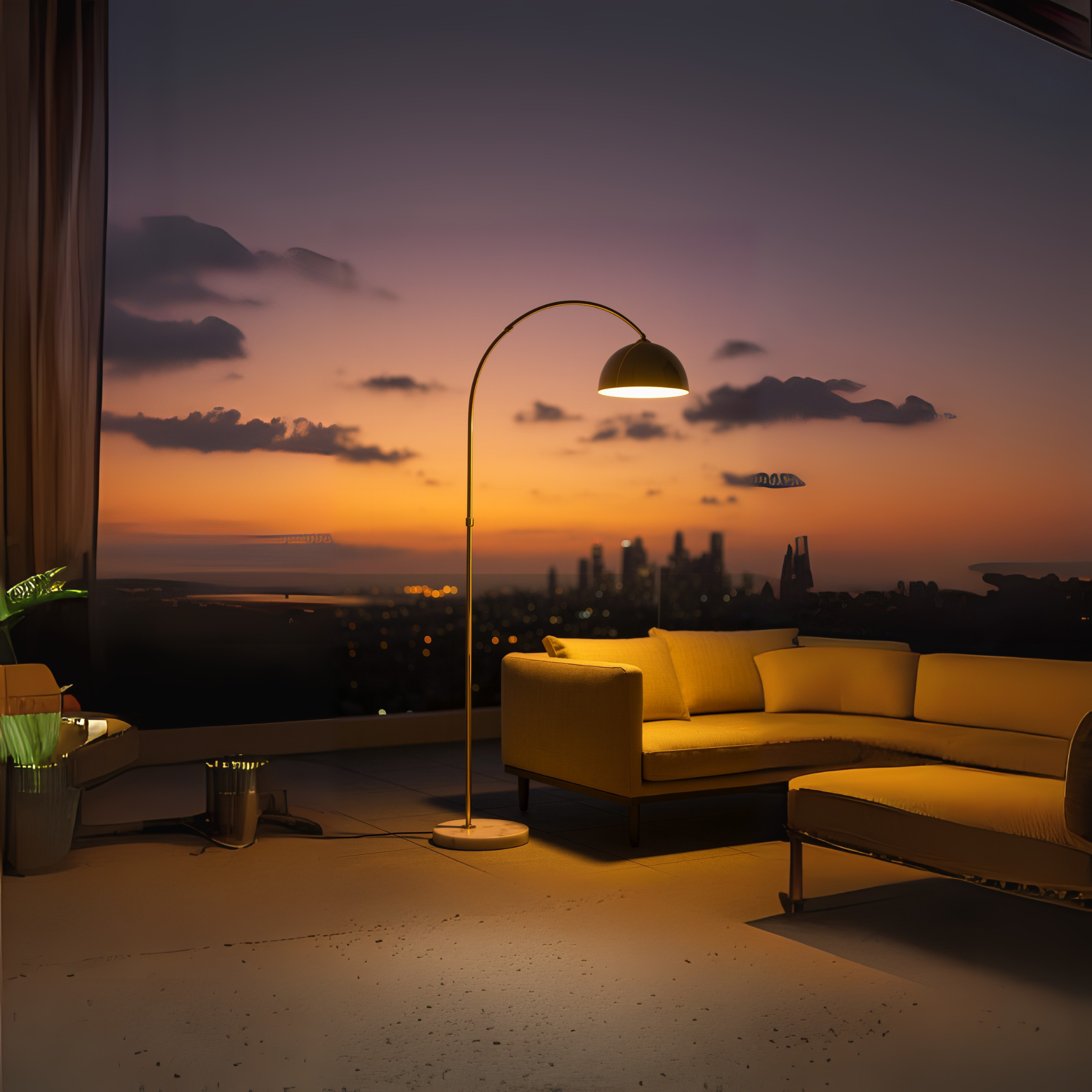 Lampadaire arc doré LED Tunisie | Design moderne | Fiolla Home
