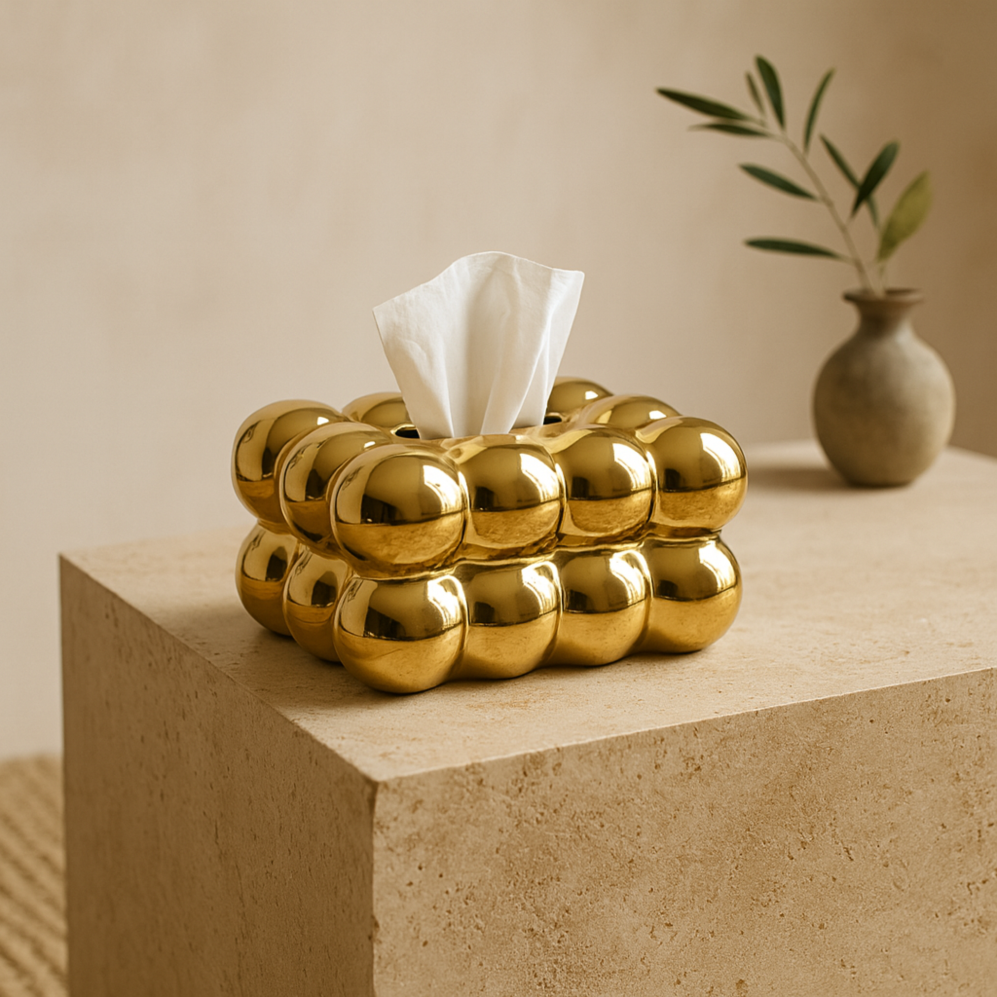 Porte-Papiers Bulle en Céramique | Dorée Luxueux Doré | Fiolla Home