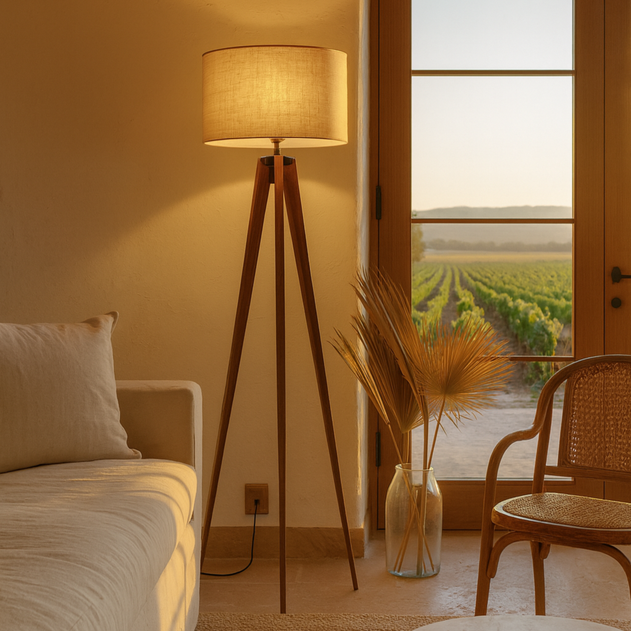 Lampadaire trépied en bois | Style scandinave | Fiolla Home