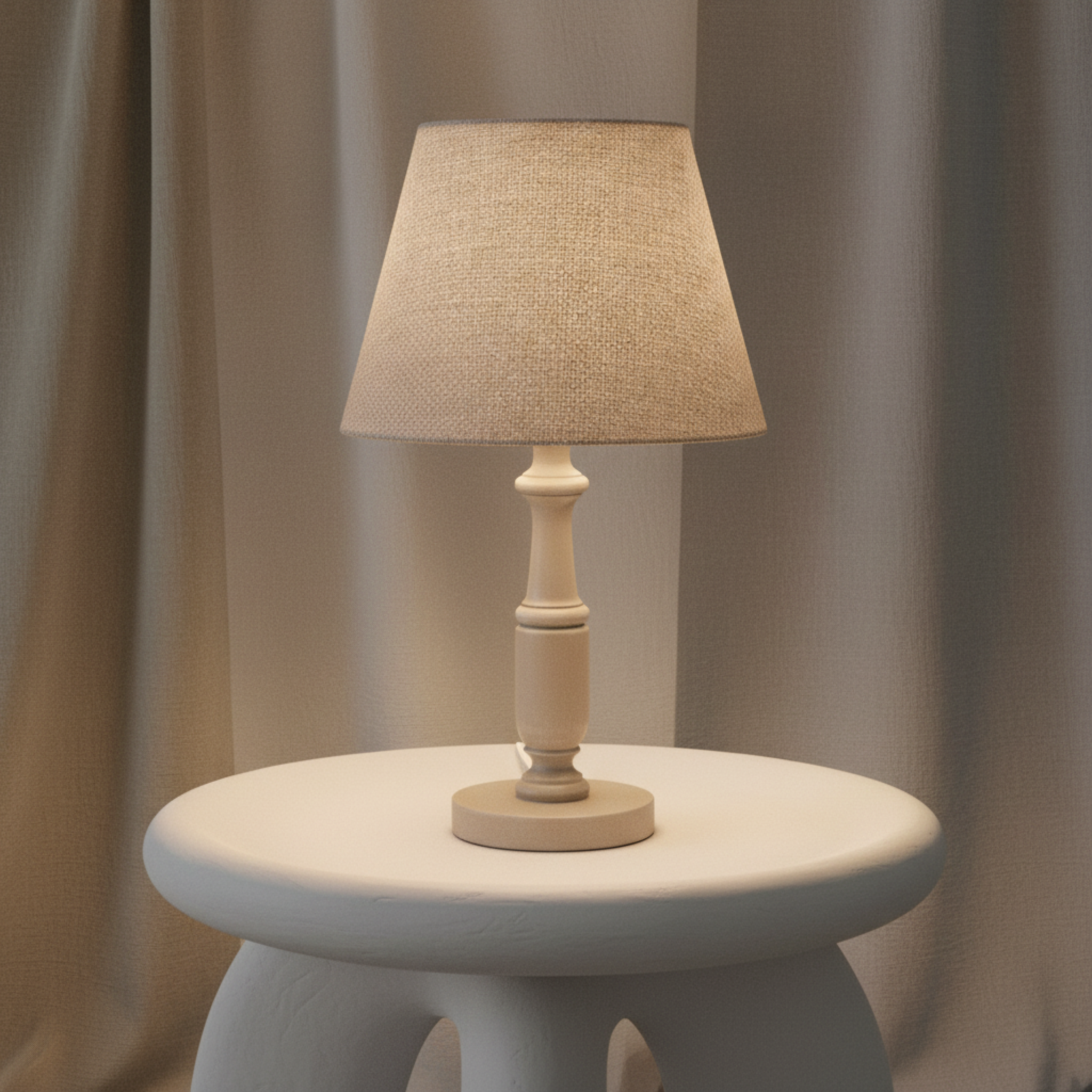 Lampe de Chevet Pied Tourné & Abat-Jour Lin – Ambiance Cosy