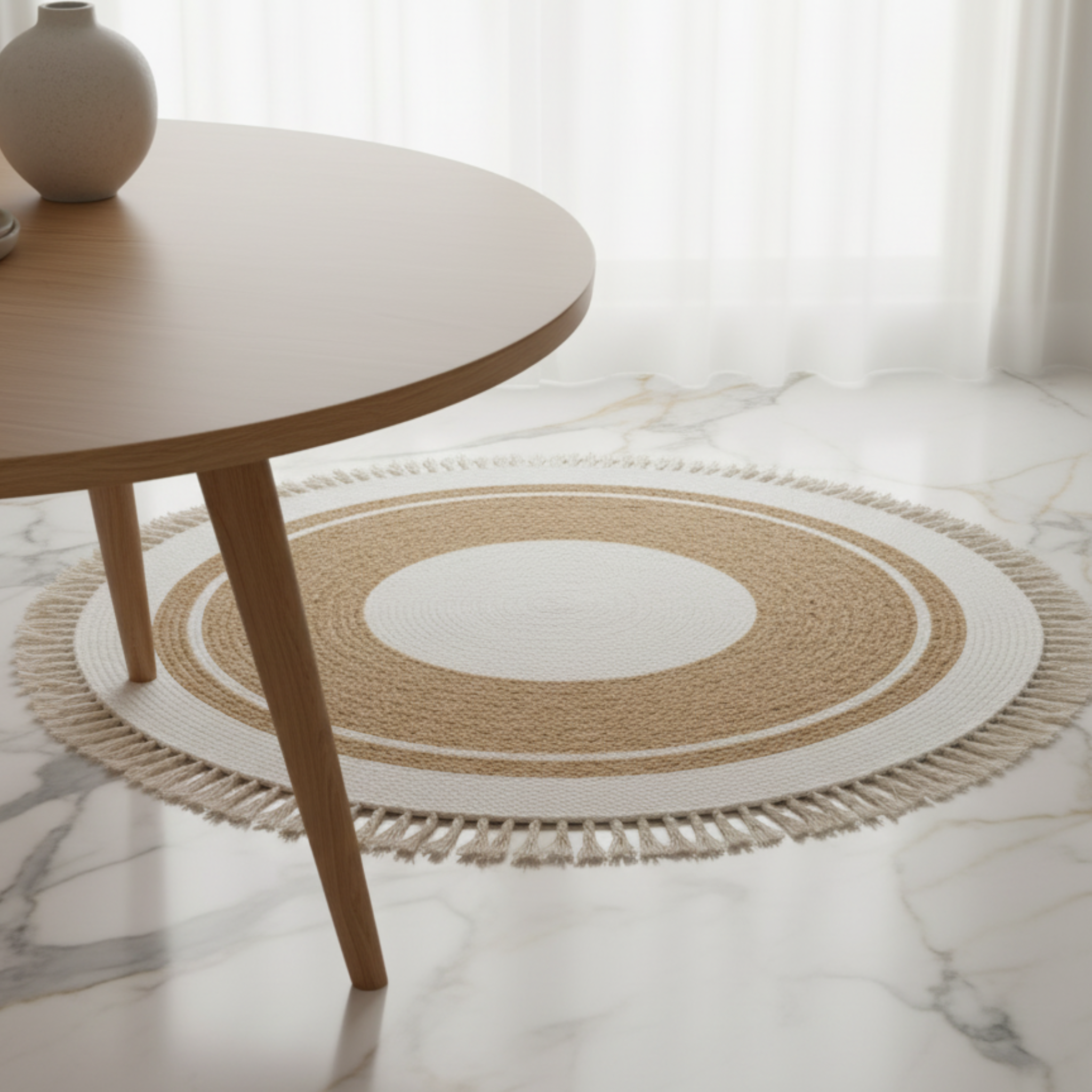Tapis Rond Bohème à Franges | Tapis Chambre Tunisie | Fiolla Home