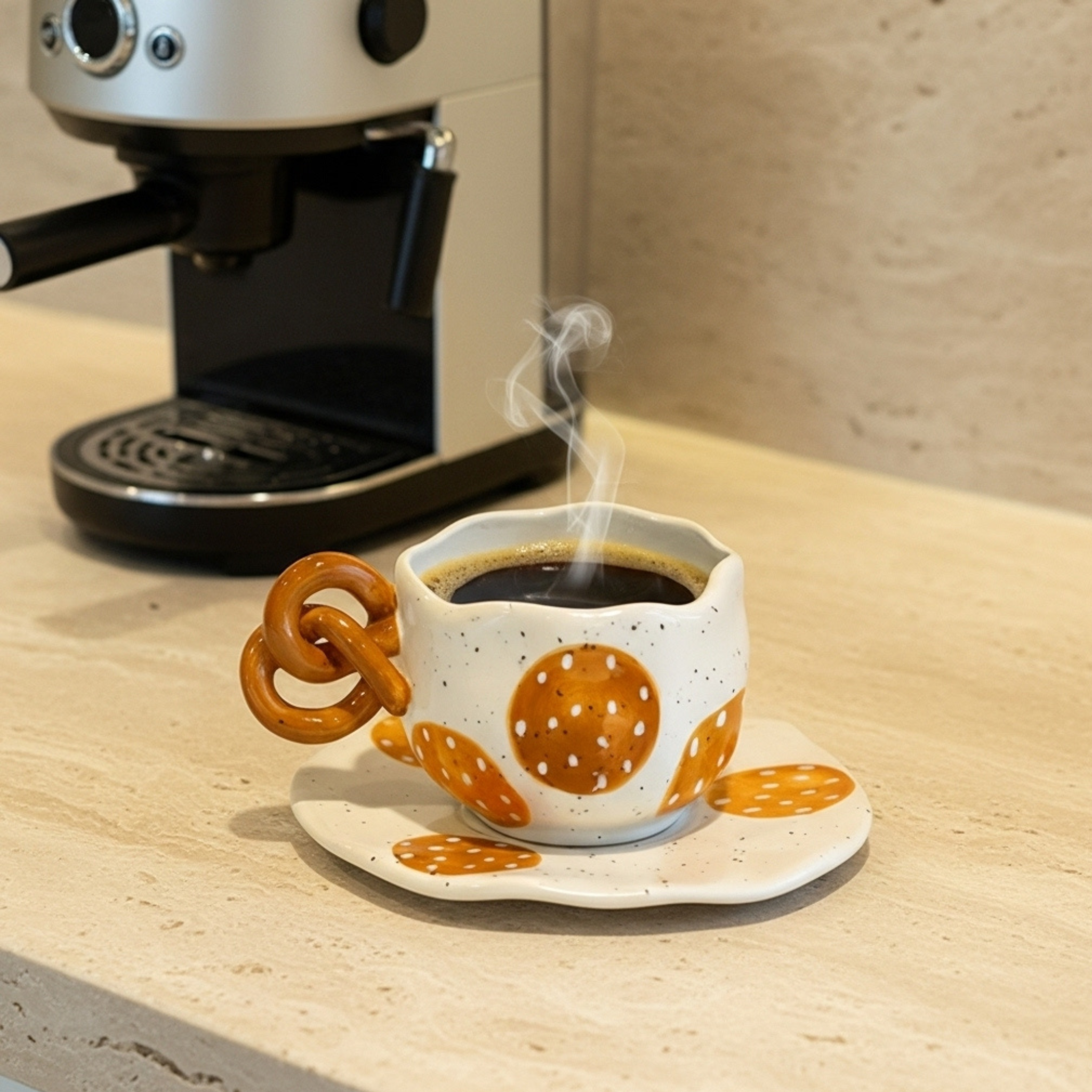 Tasse à Café Artisanale | Anse Originale en Forme de Bretzel