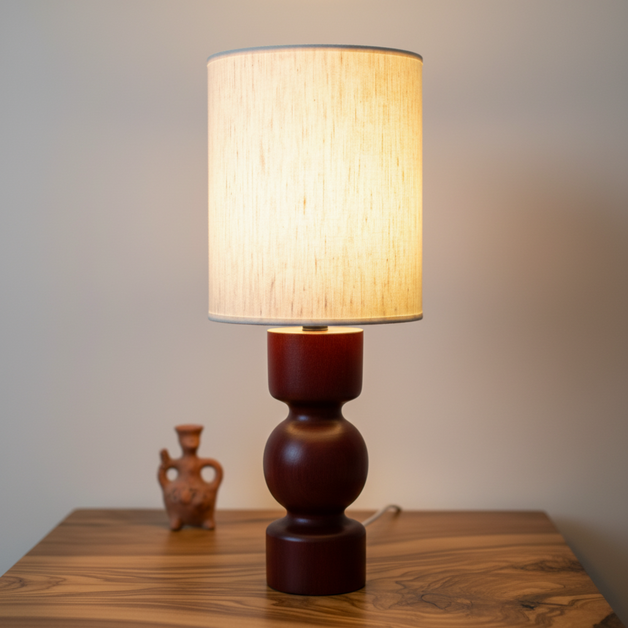 Lampe de chevet Qamra – bois handmade | Tunisie