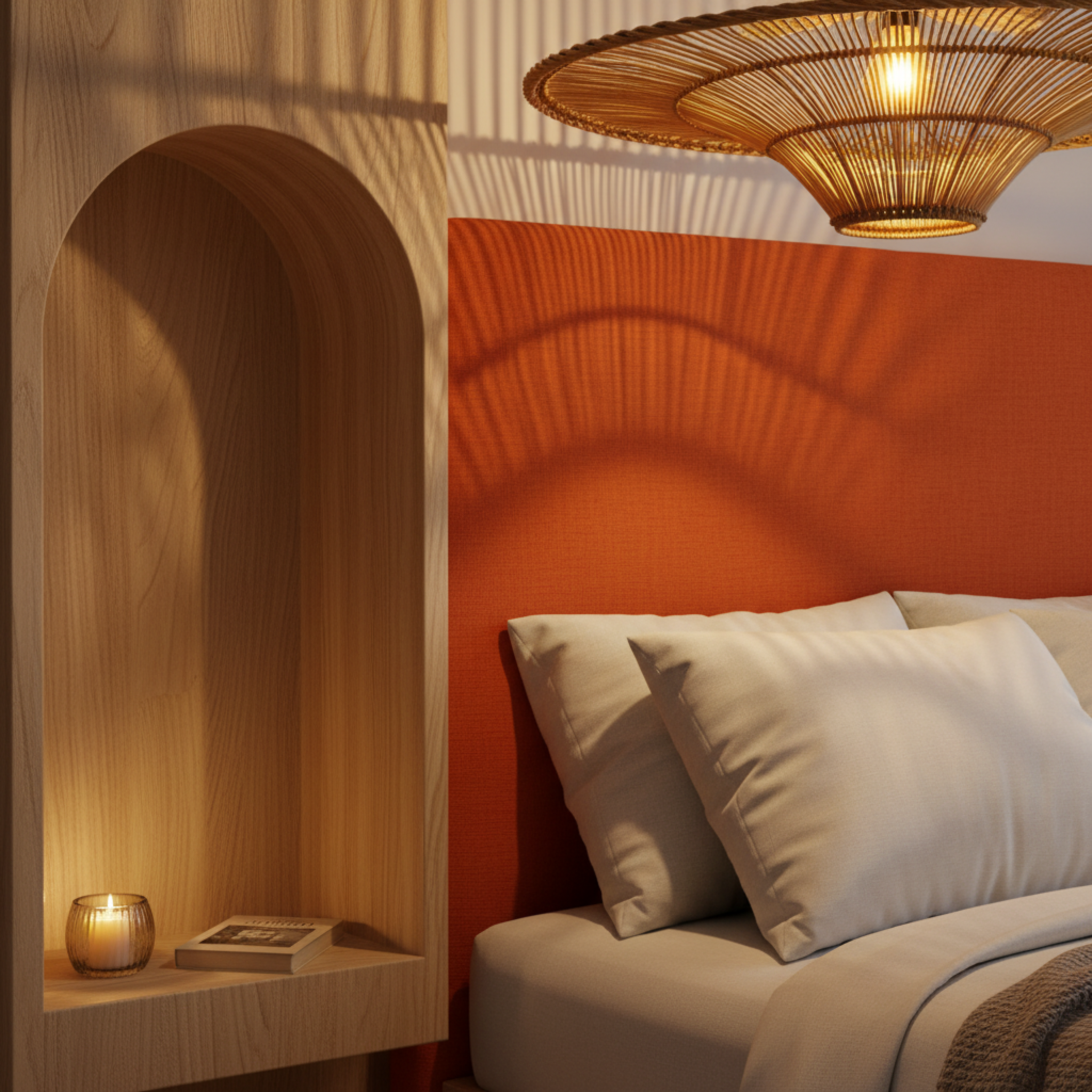 Suspension Soucoupe Rotin Tressé Conique Fait Main | Fiolla Home