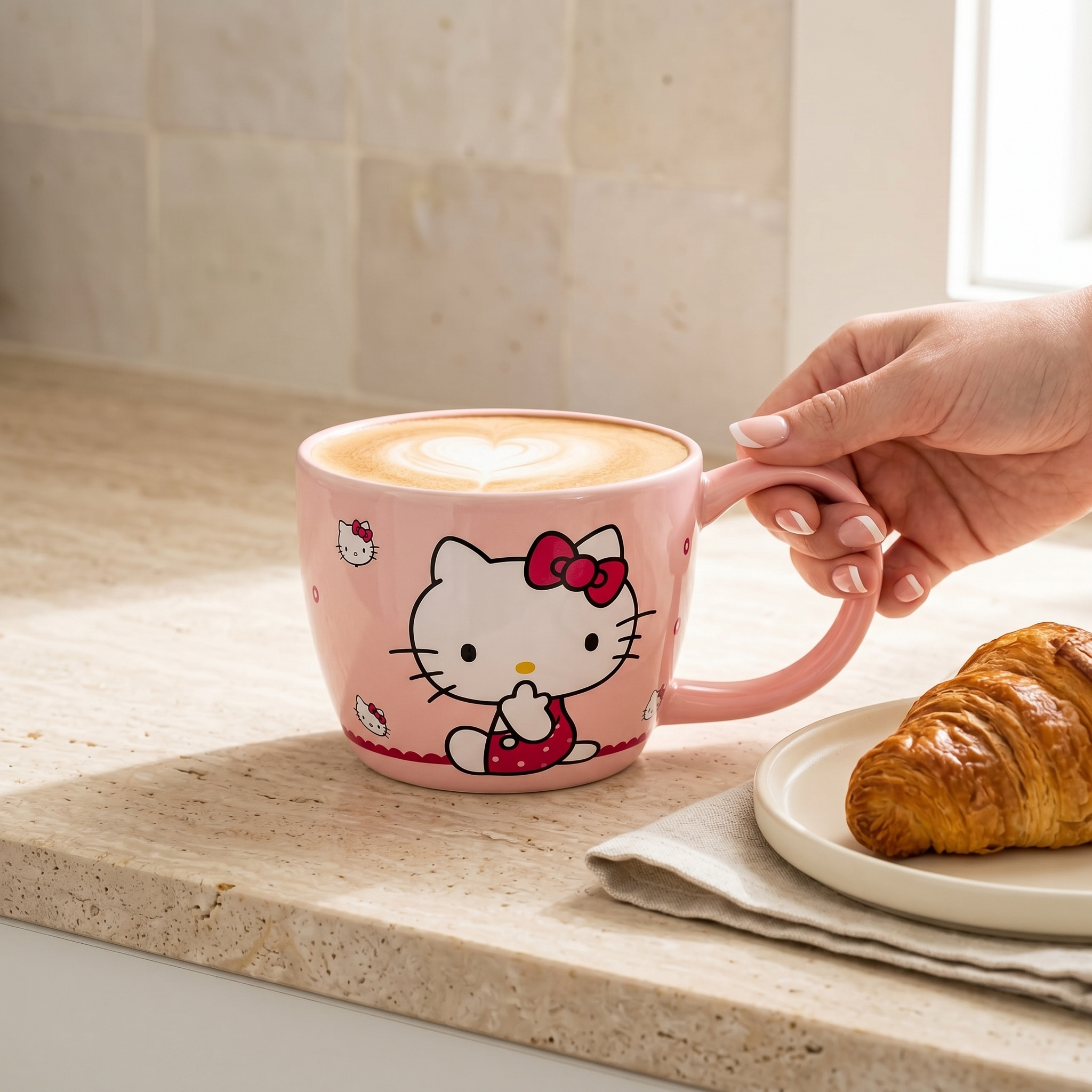 Mug Chat Rose Tunisie | Tasse Café Céramique Kawaii | Fiolla Home