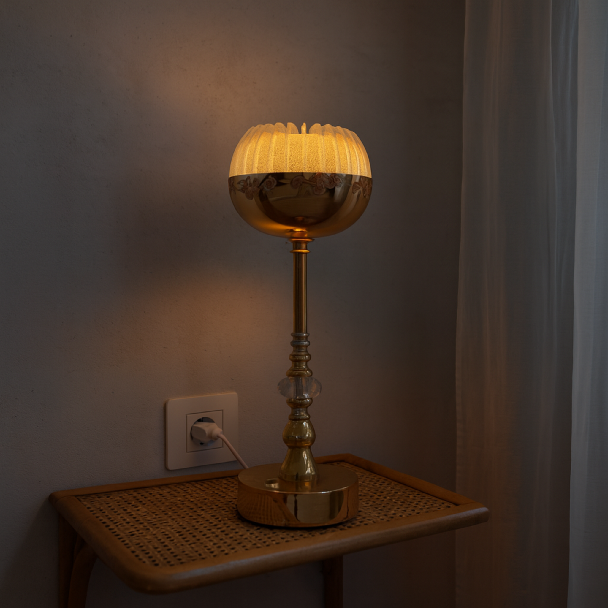 Veilleuse Dôme Doré & Cristal | Lampe de Table | Fiolla Home