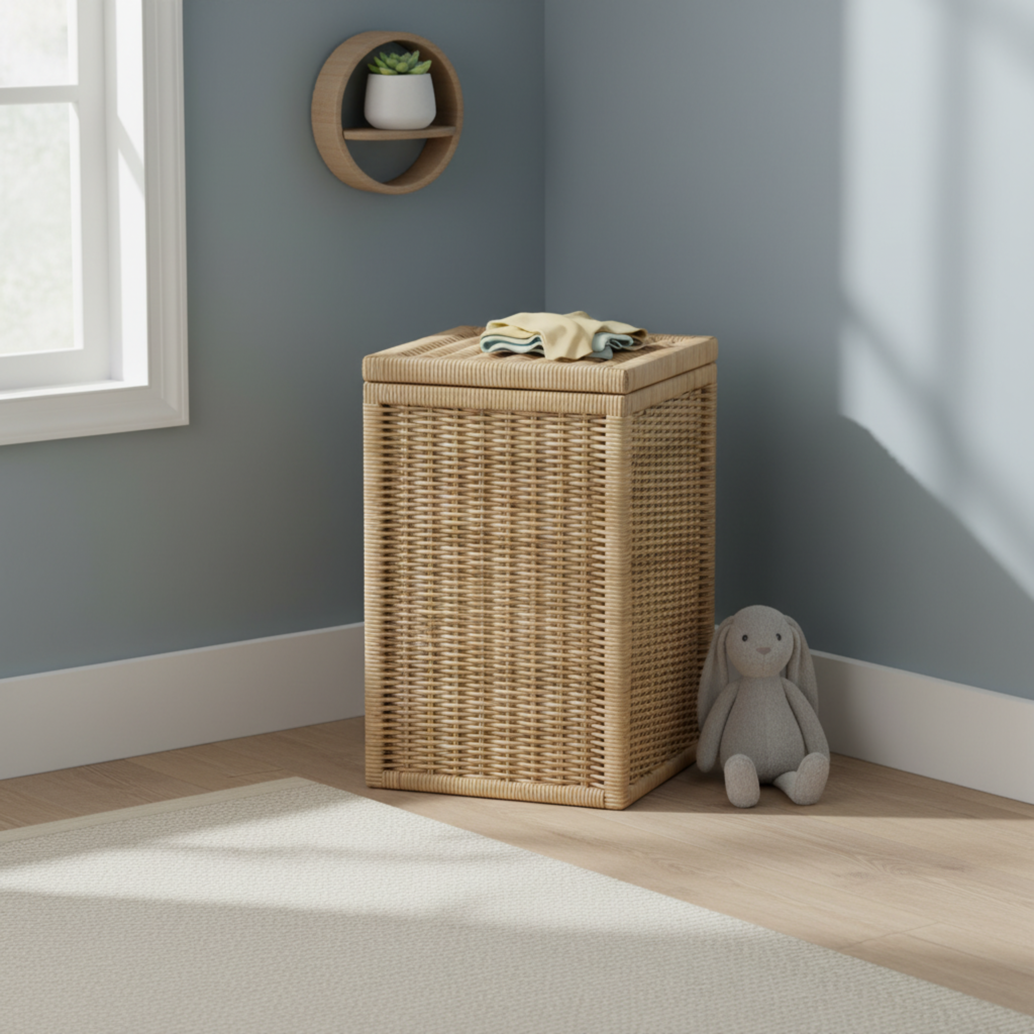 Panier à Linge en Rotin Tissé avec Couvercle – Rangement Chic & Naturel