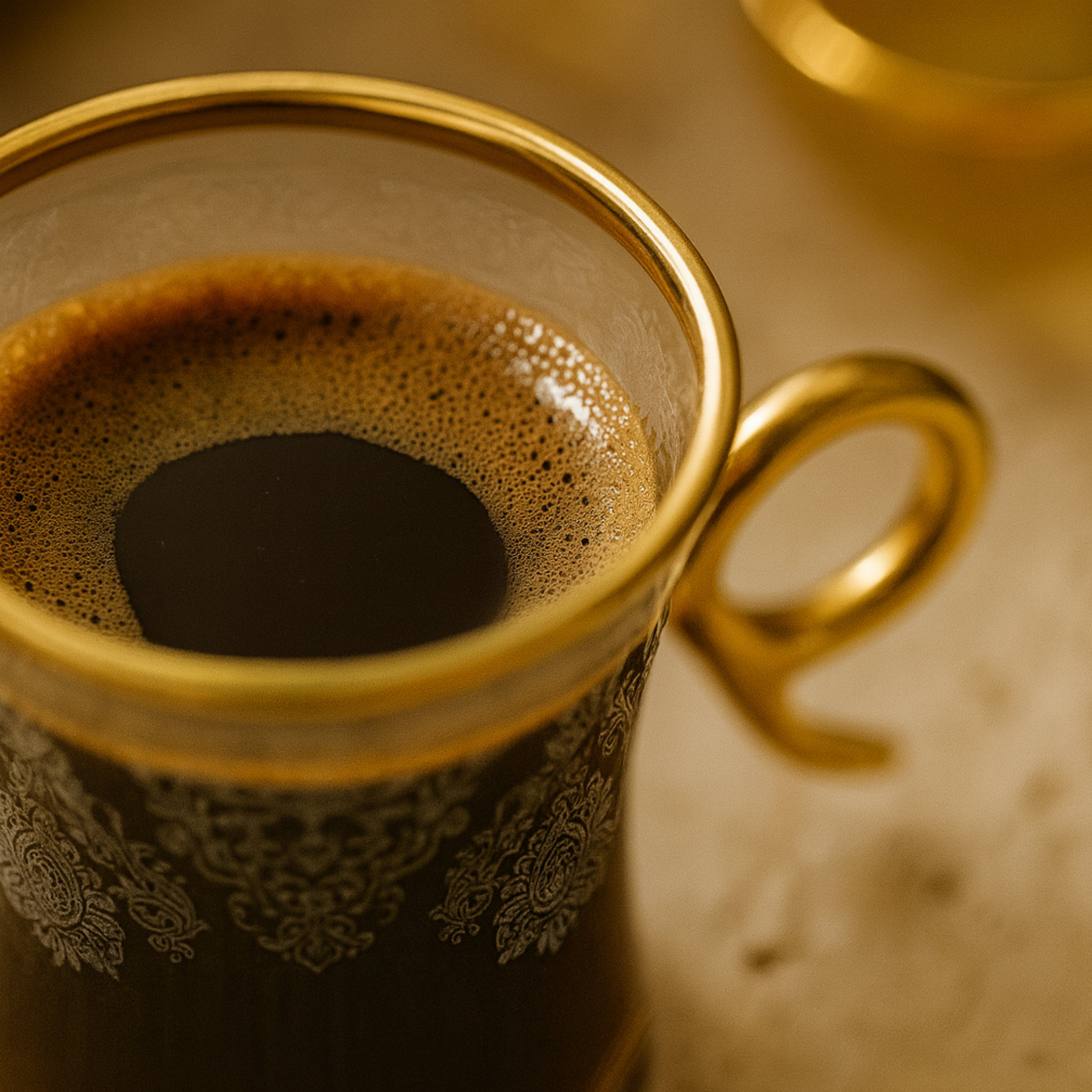 Service à Thé et Café Turc | En Cristal Doré | Fiolla Home