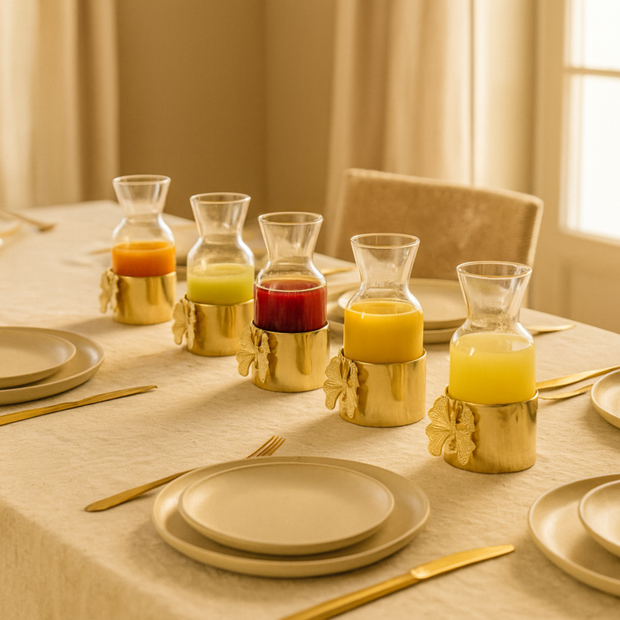 Set de Carafes et Verres à Jus | Détail Doré Papillon | Fiolla Home